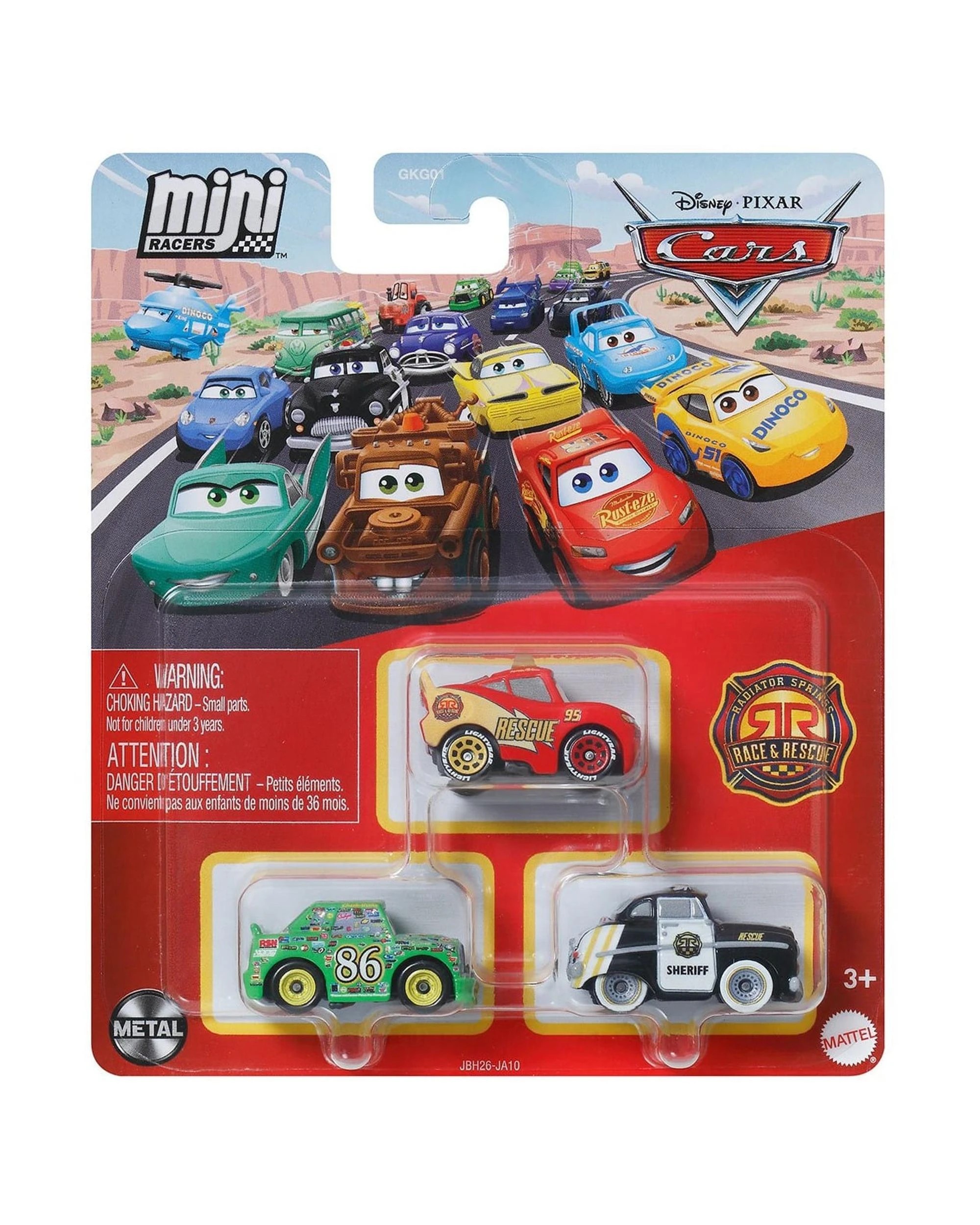 1 Disney Pixar Cars Mini Racers Diecast Car 3 Pack - Chick Hicks, Lightning McQueen, Sheriff, 1 of 1