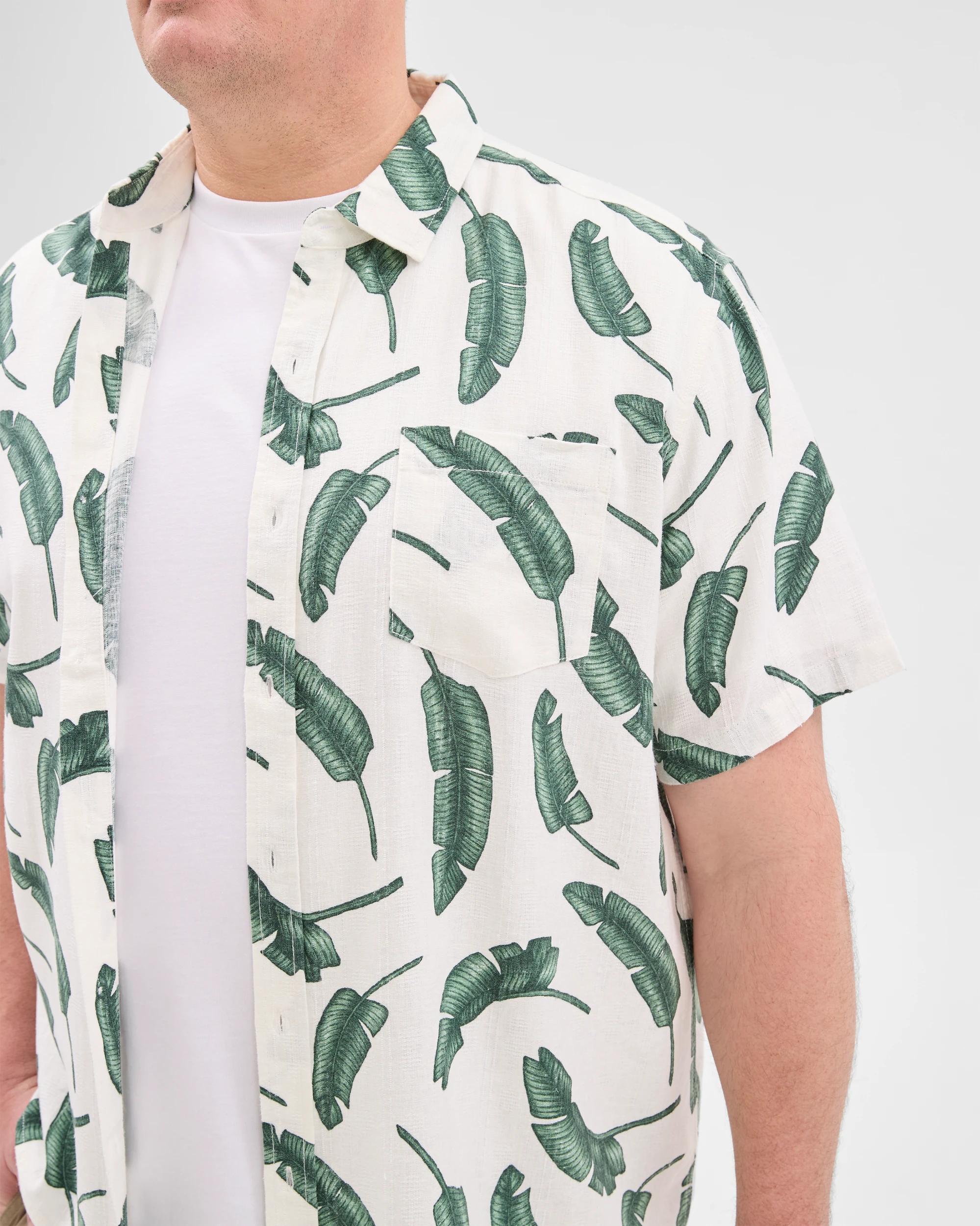 3 Target Plus Size Leaf Print Shirt WHITE, 3 of 5