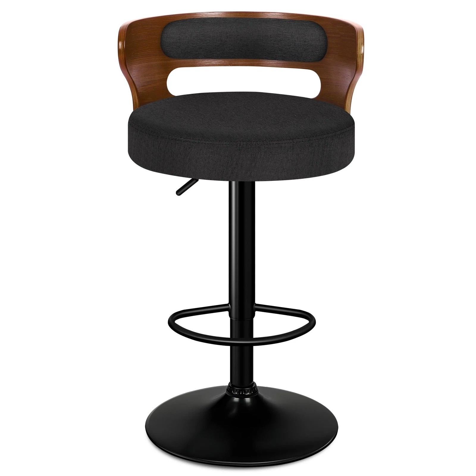 5 Alfordson 4x Bar Stool Kitchen Swivel Chair Wooden Linen Fabric Ramiro - Black, 5 of 10
