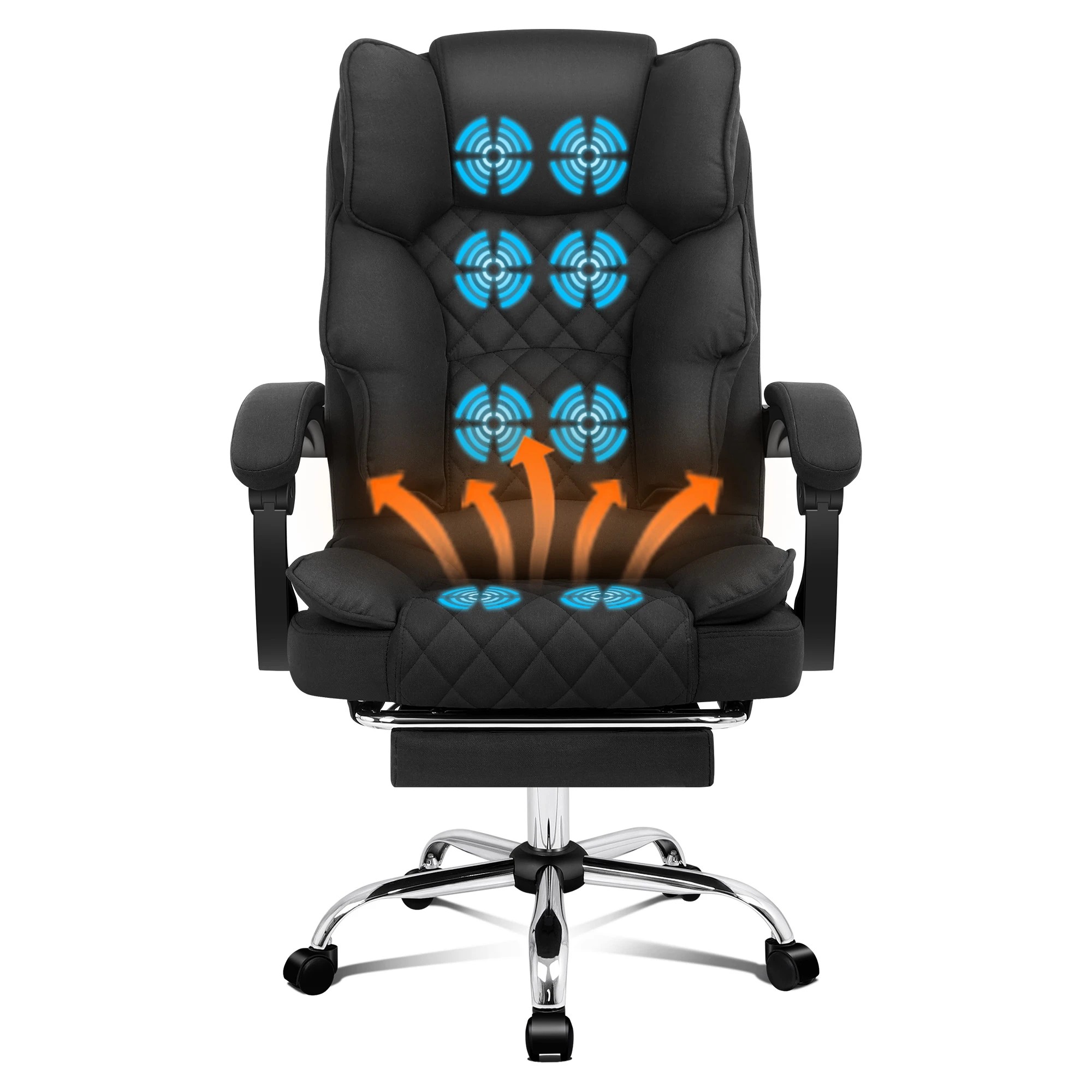10 Alfordson Massage Office Chair Heated Fabric Seat Executive Gaming Computer - Black, 10 of 10