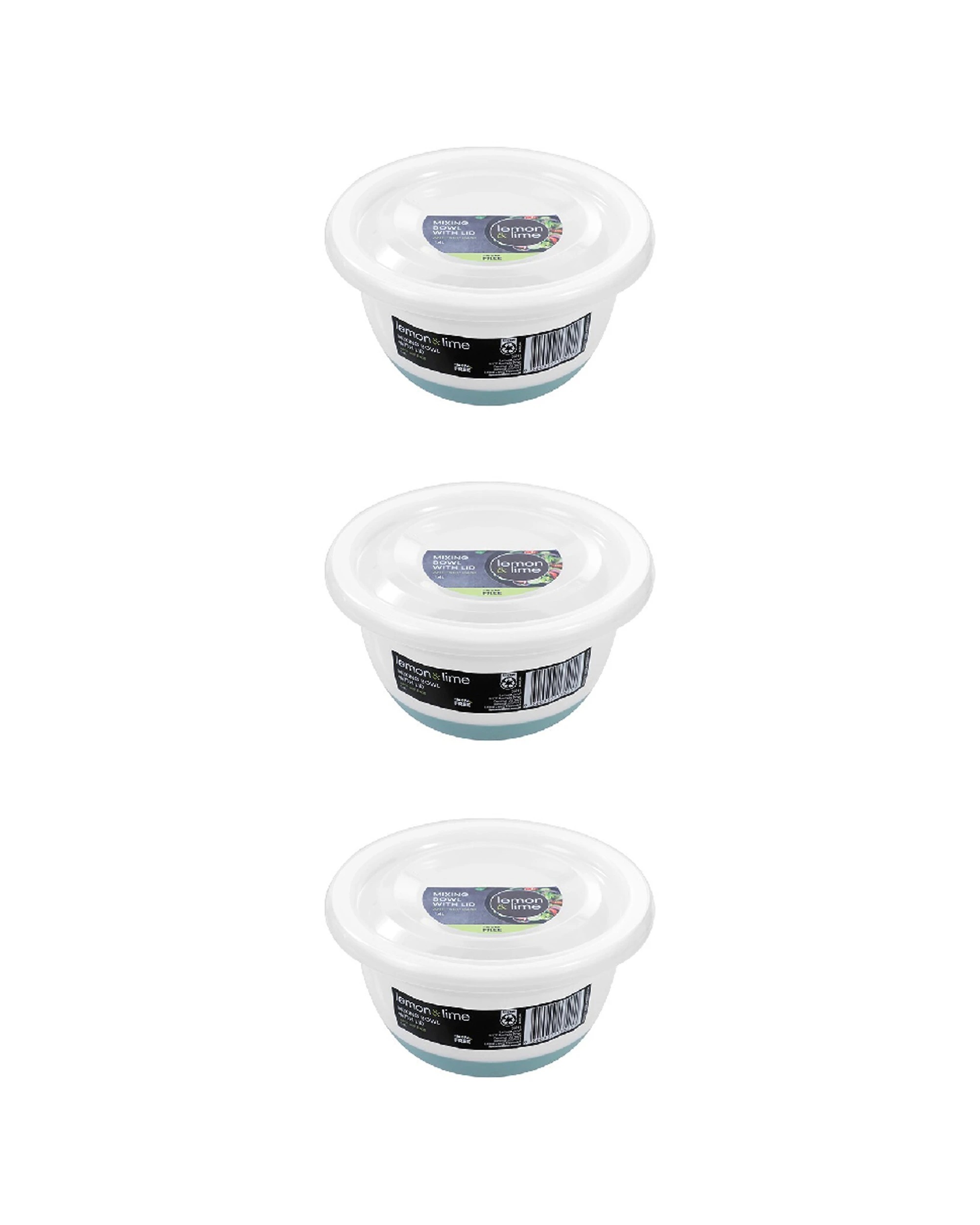1 Lemon & Lime 3PK Lidded Mixing Bowl 1.4L With Anti-Slip Base Set - Multi, 1 of 7