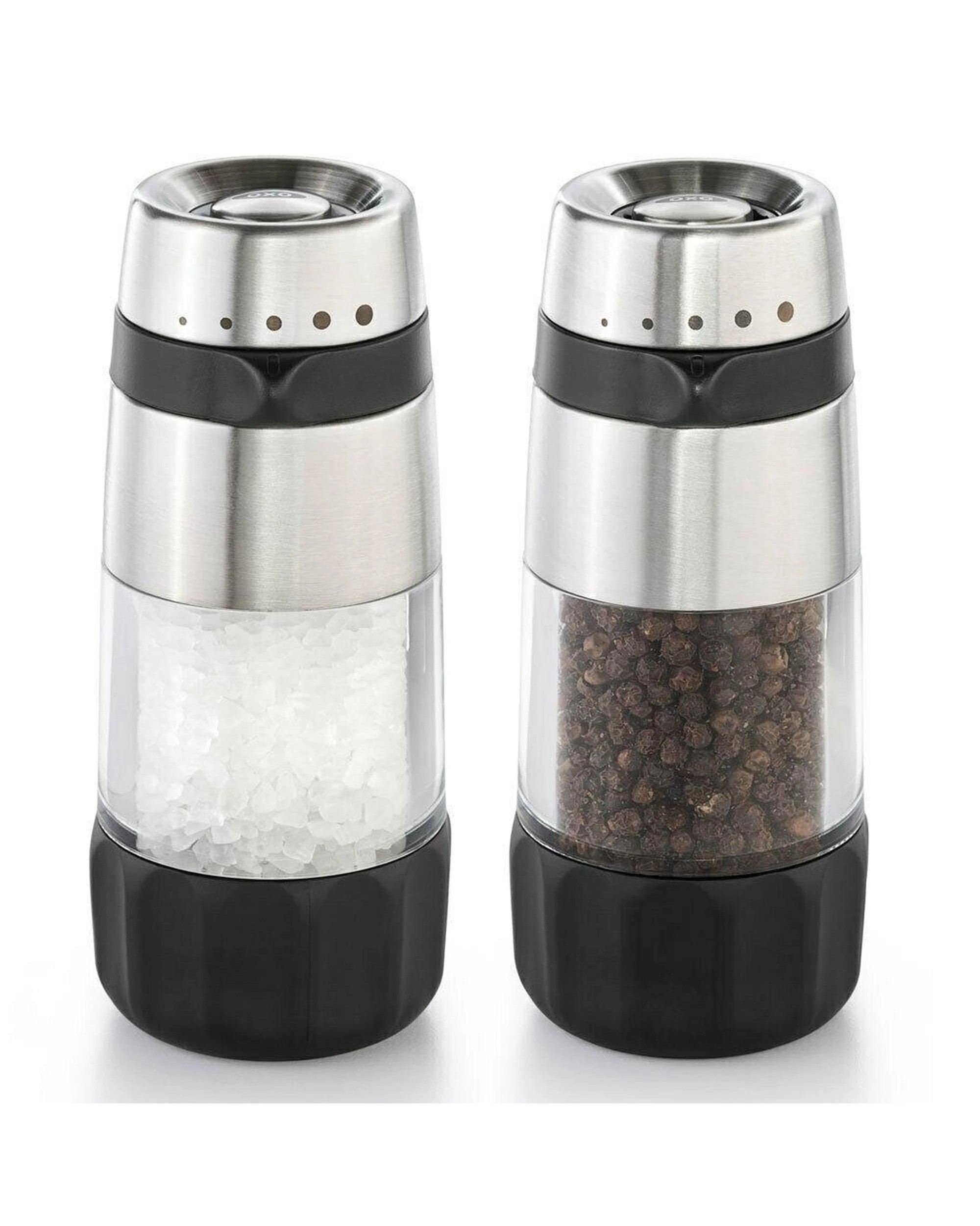 1 OXO Good Grips Stainless Steel Accent MessFree Salt & Pepper Grinder Set, 1 of 6