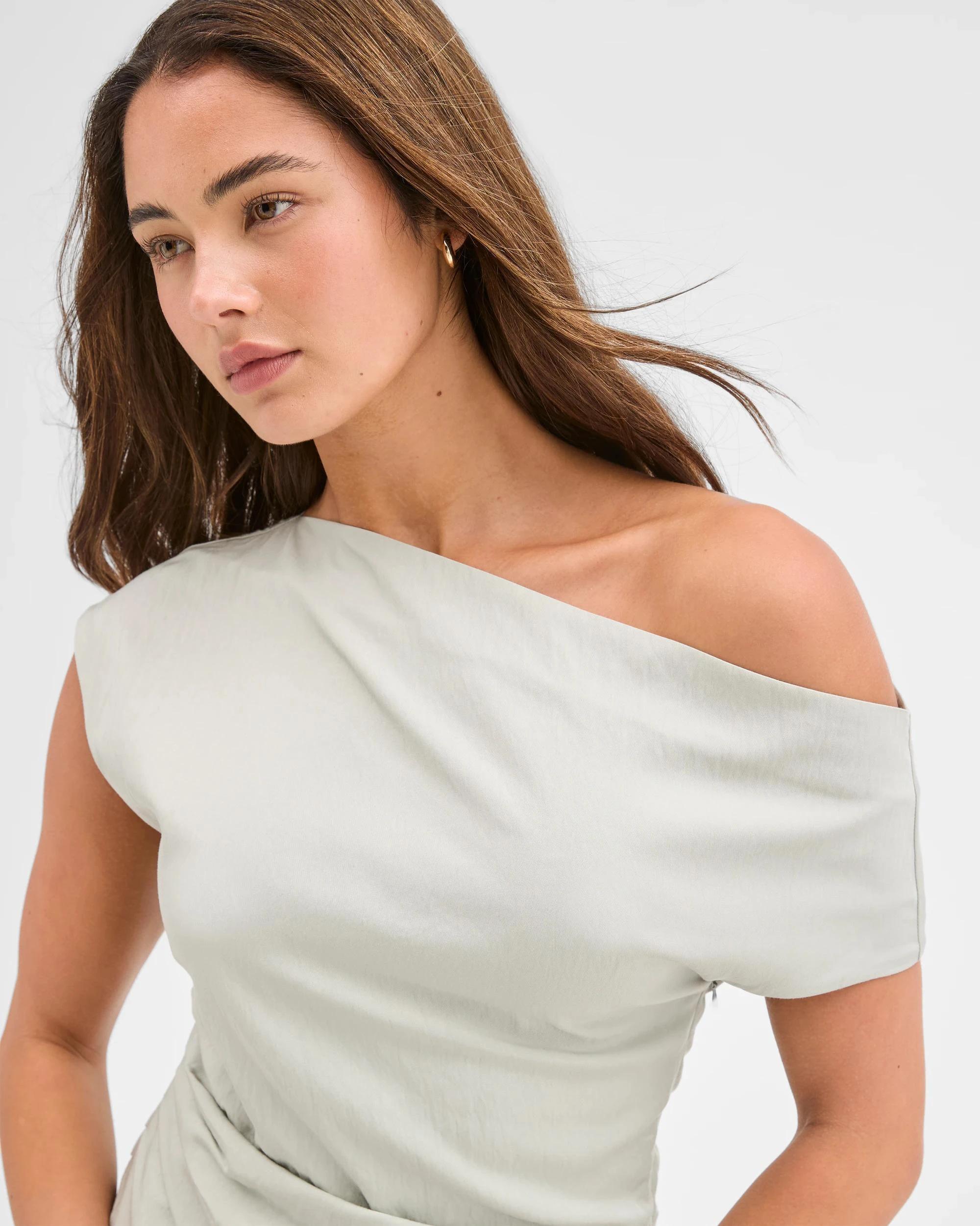 3 Lily Loves Gathered Side Off Shoulder Top SEAFOAM, 3 of 6