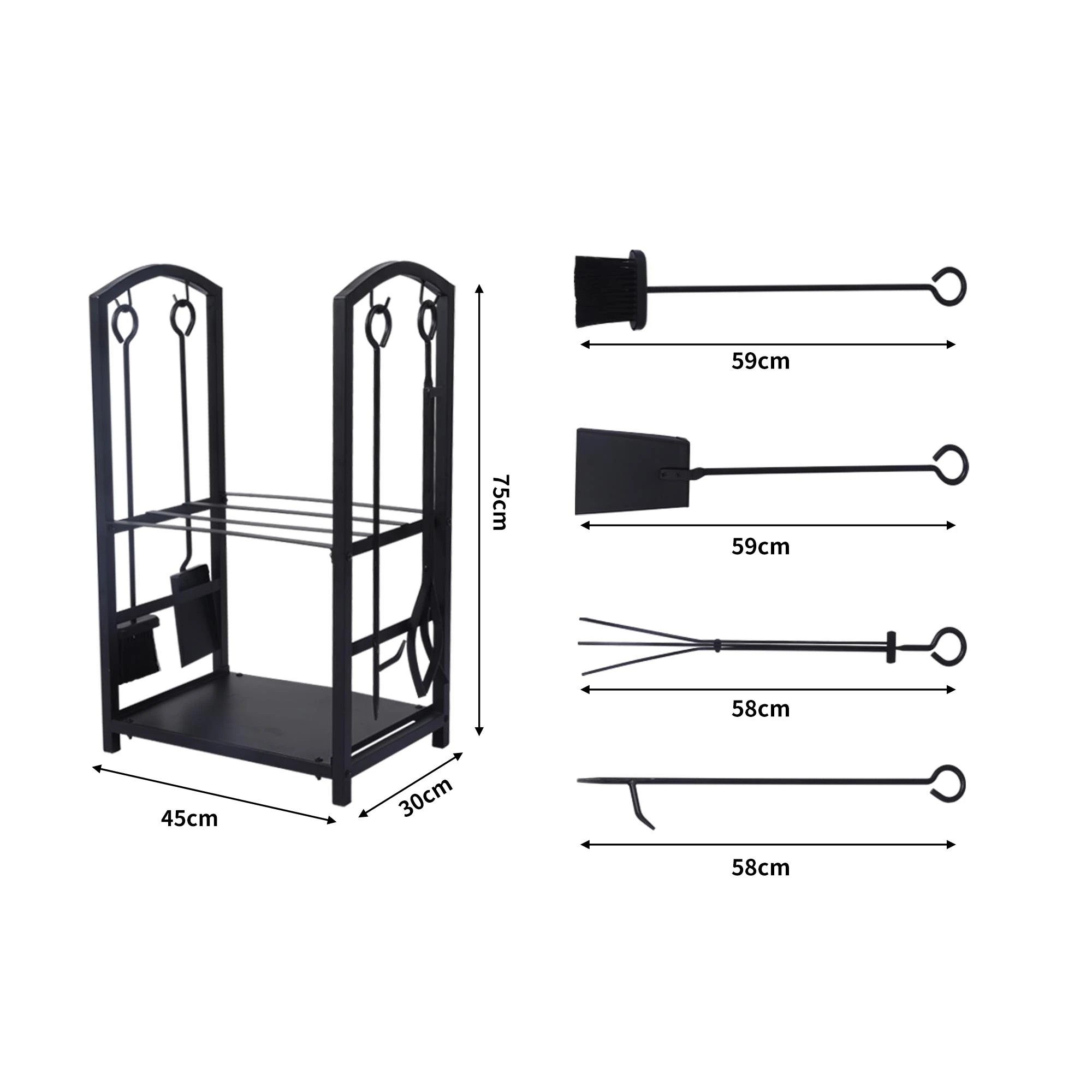 3 Traderight Firewood Rack With Fireplace Tools Set, 3 of 5