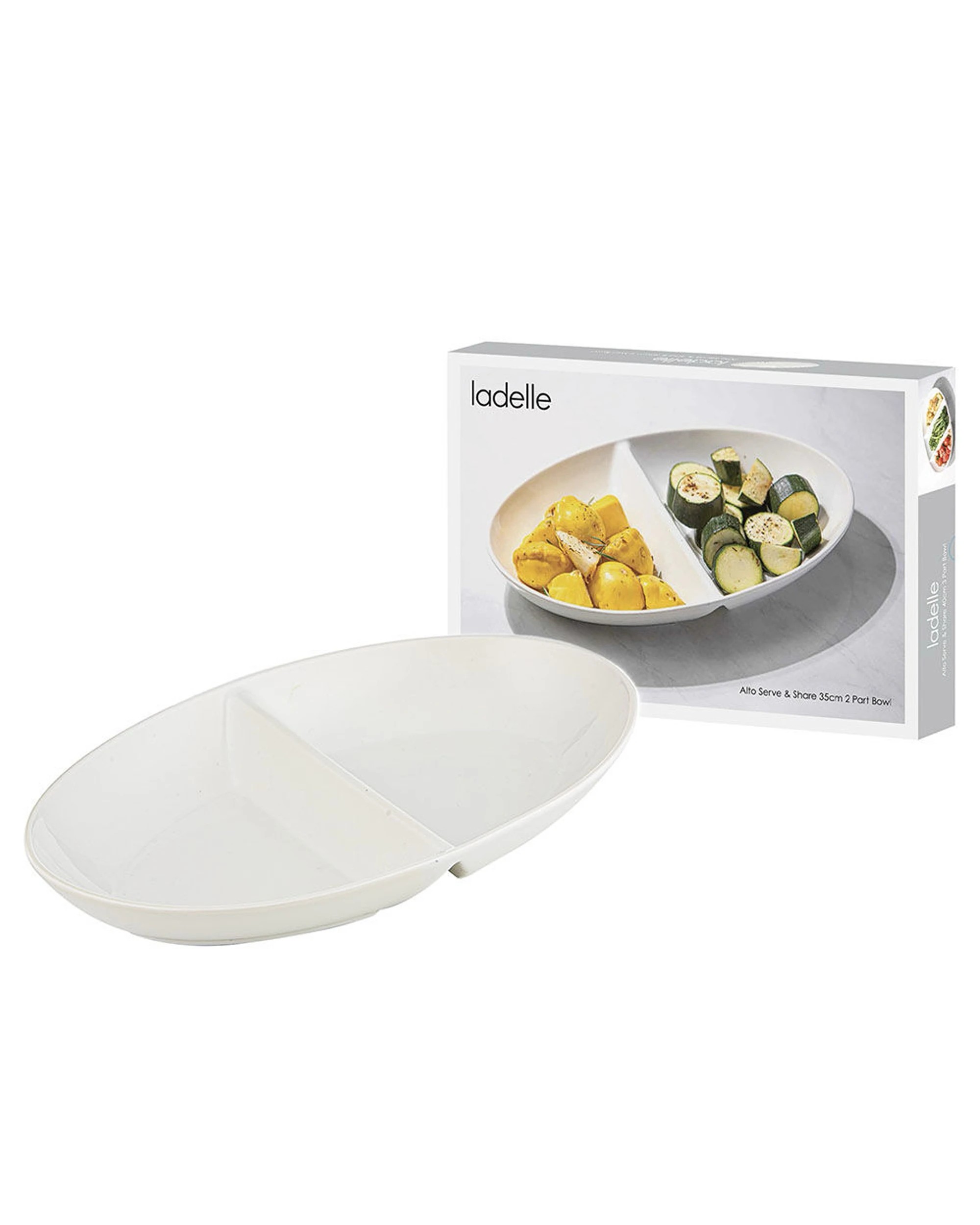 2 Ladelle Alto Serve & Share 2 Part Dish Bowl 35x23cm - White, 2 of 2