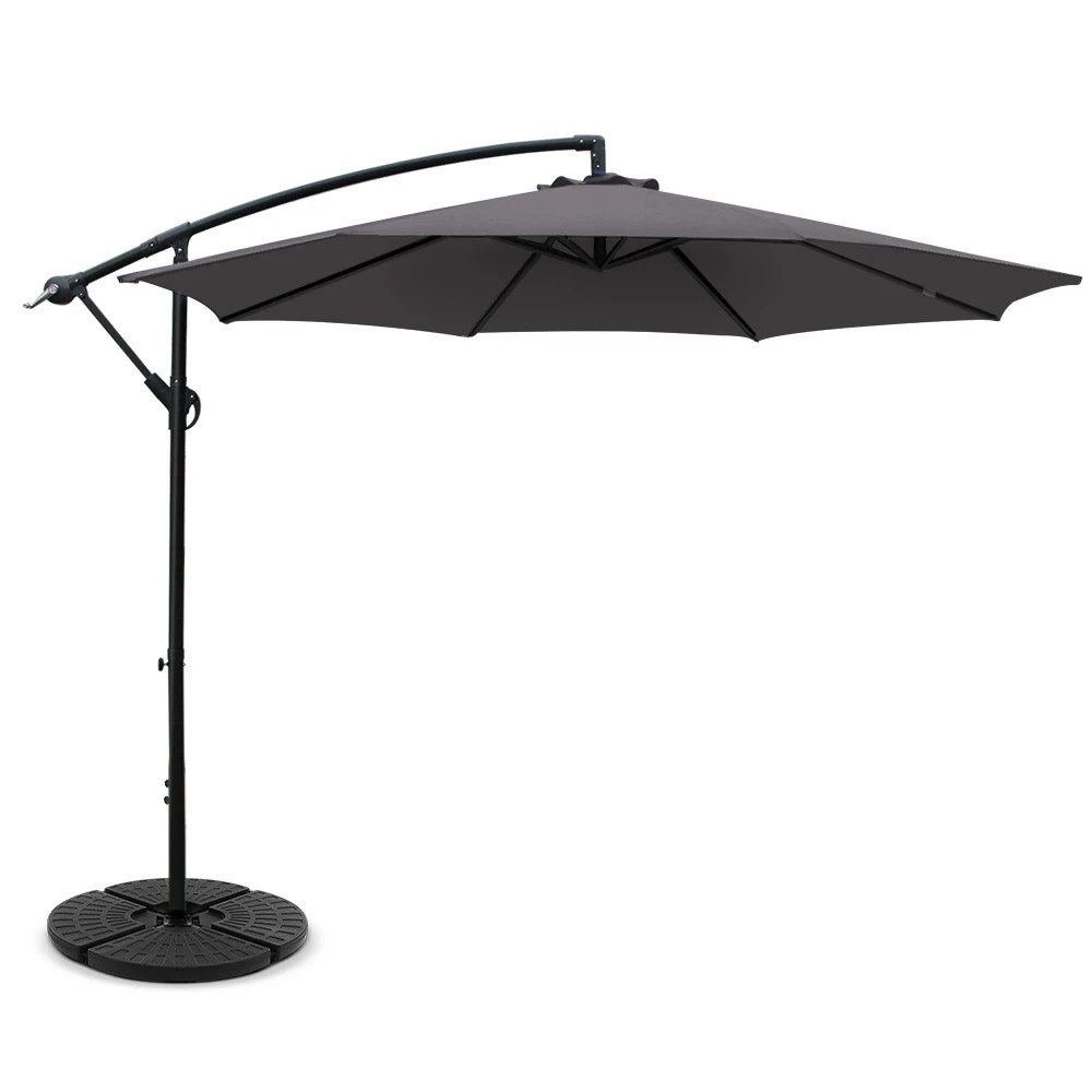 1 Instahut 3m Outdoor Umbrella w/Base Cantilever Beach Garden Patio - Black, 1 of 6