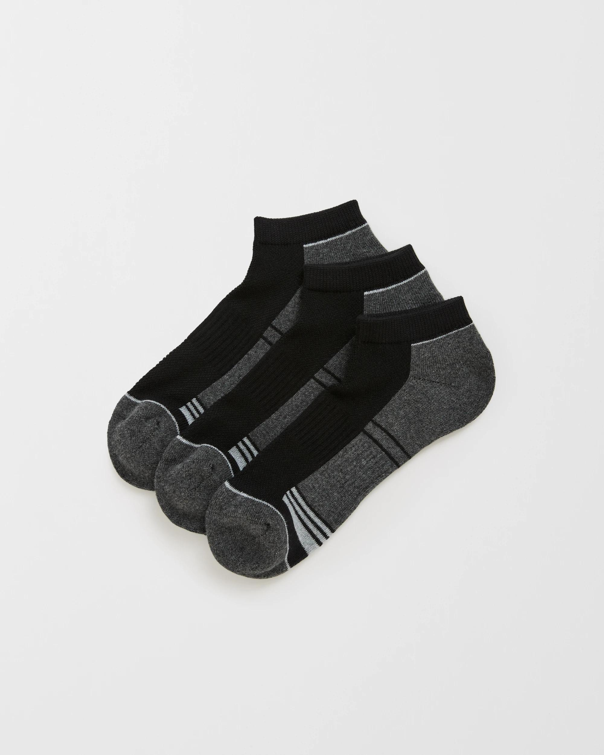 1 Maxx Australian Cotton Blend 3 Pack Low Cut Sport Socks BLACK, 1 of 3