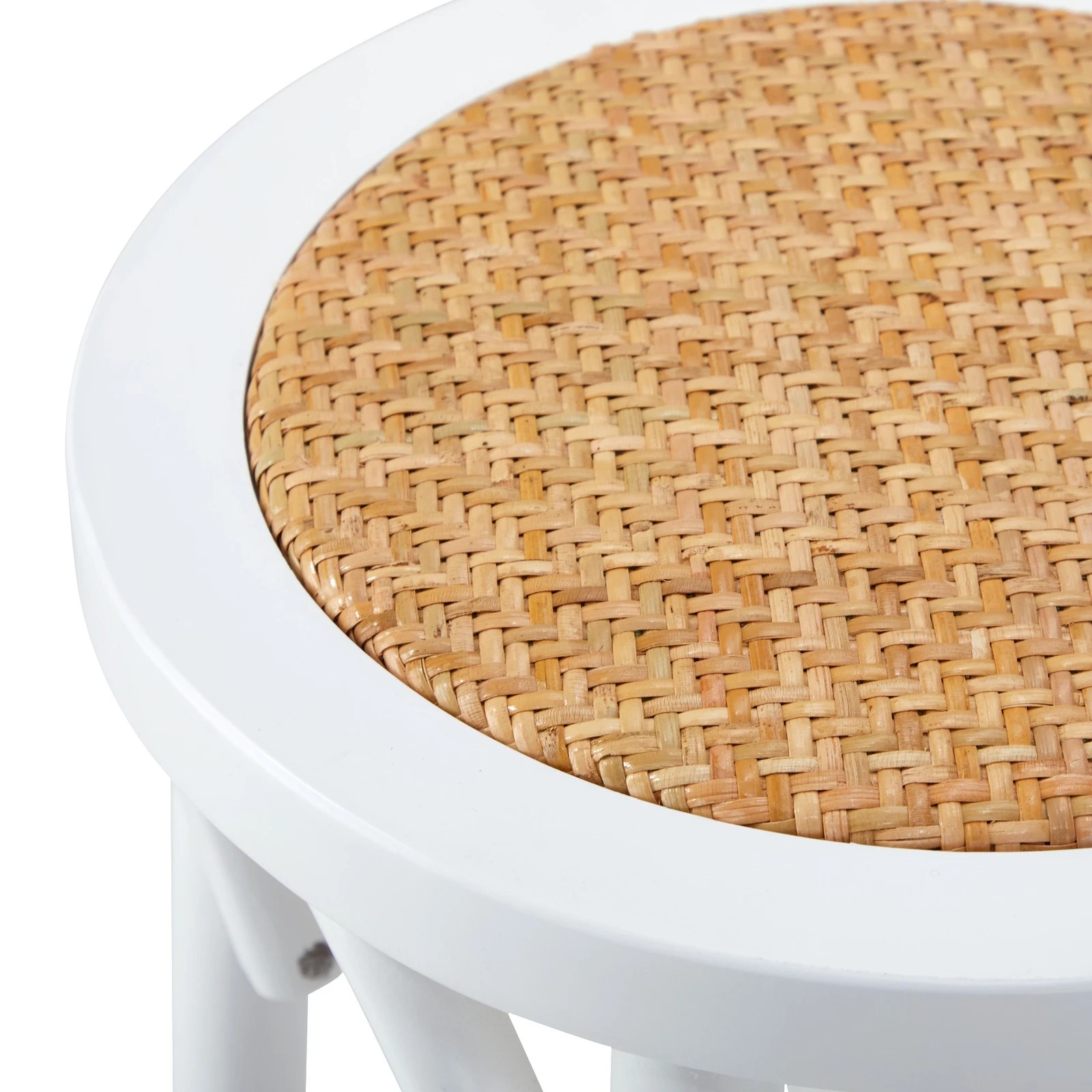 9 Oikiture Set Of 4 Bar Stools Kitchen Vintage Dining Chair Rattan Seat
 - White, 9 of 10