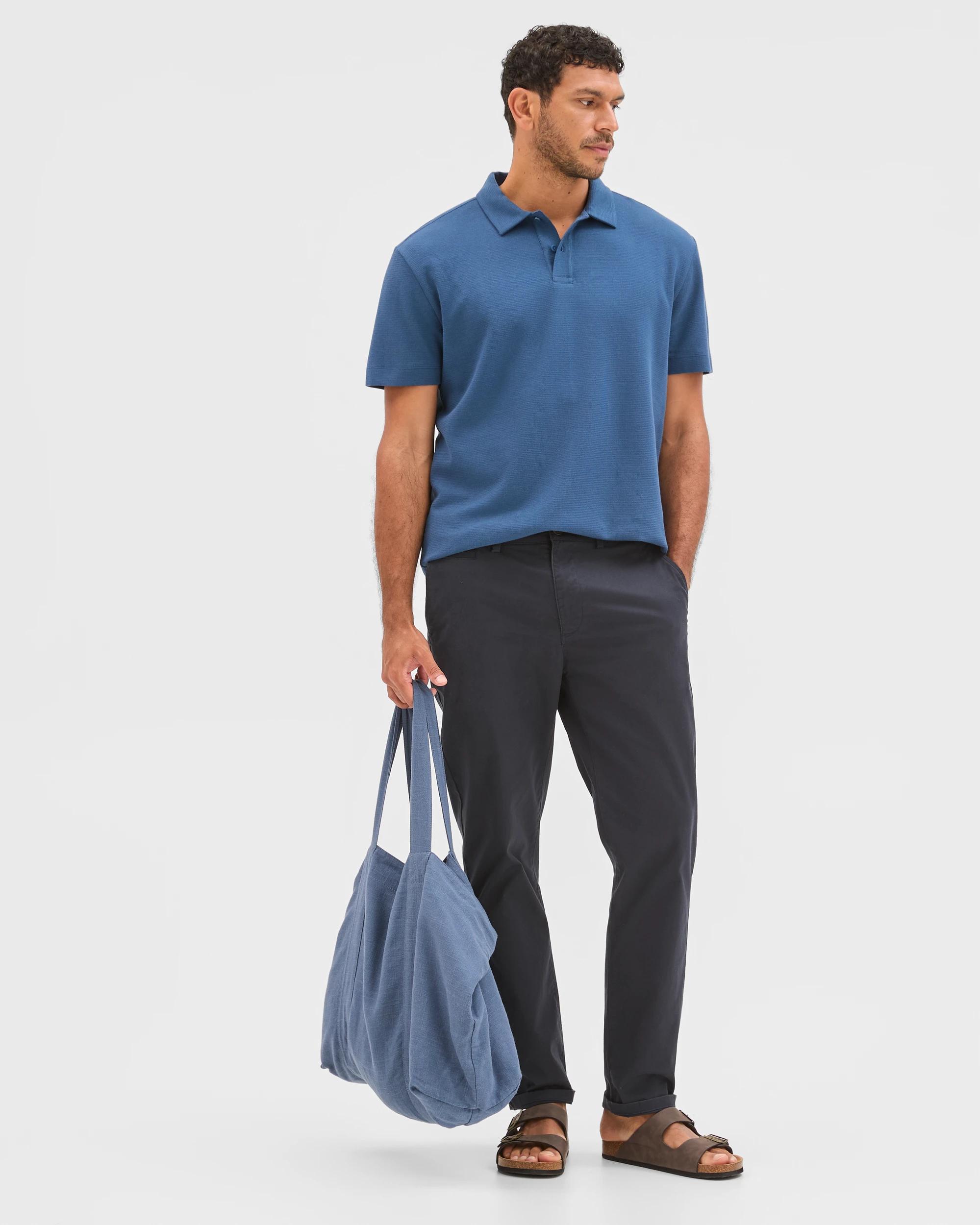 1 Target Australian Cotton Textured Fashion Polo Top DARK DENIM, 1 of 5