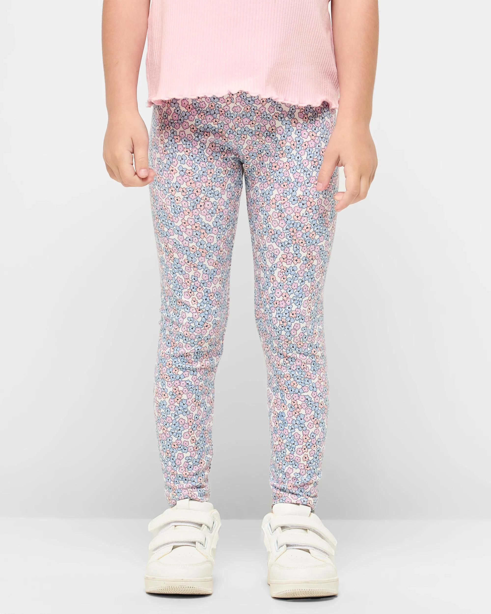 2 Target Kids Australian Cotton Print Leggings 3 Pack FLORAL STRIPE, 2 of 7