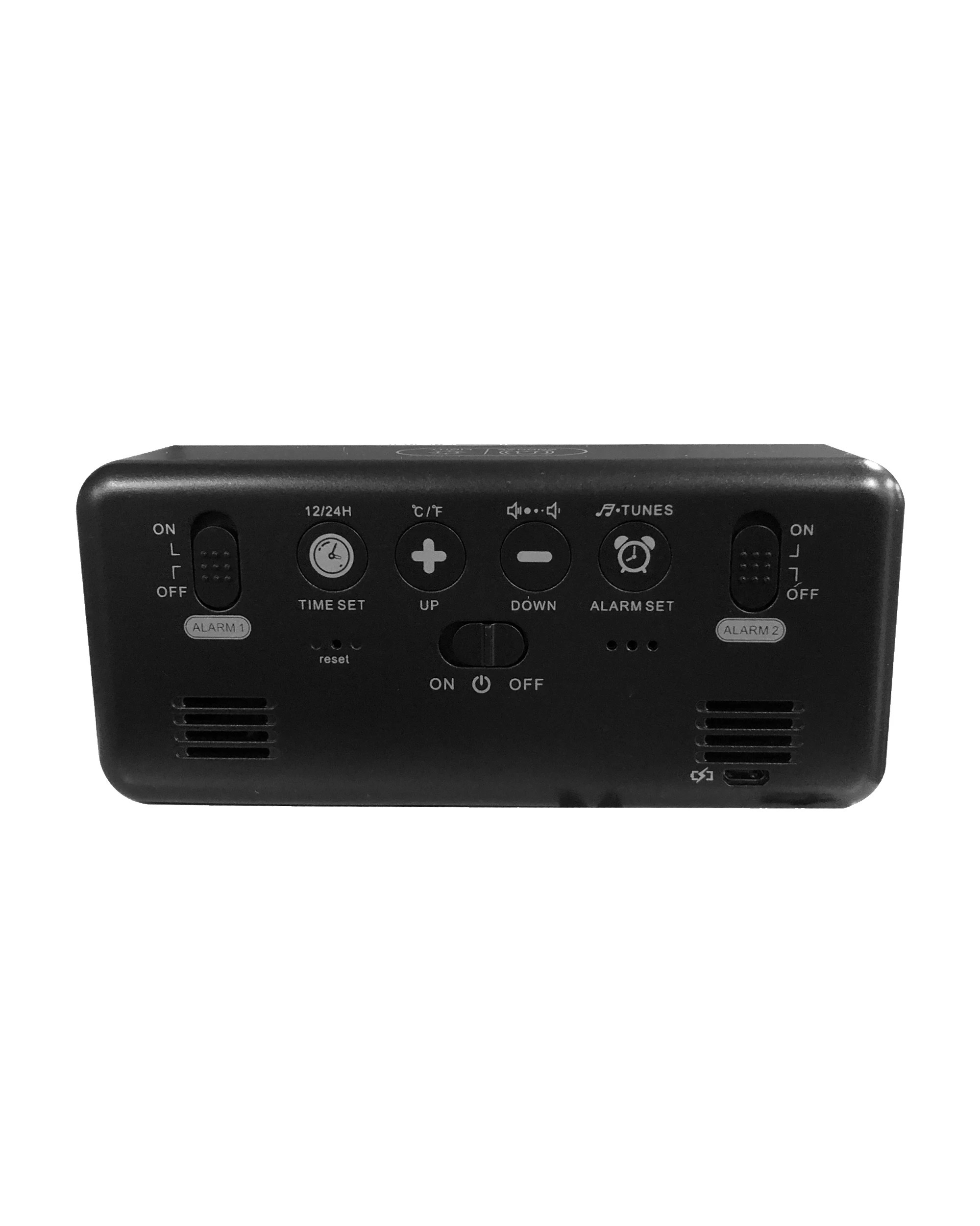 2 TODO LED Digital Alarm Clock Temperature Music Alarm USB Rechargeable - Black, 2 of 2