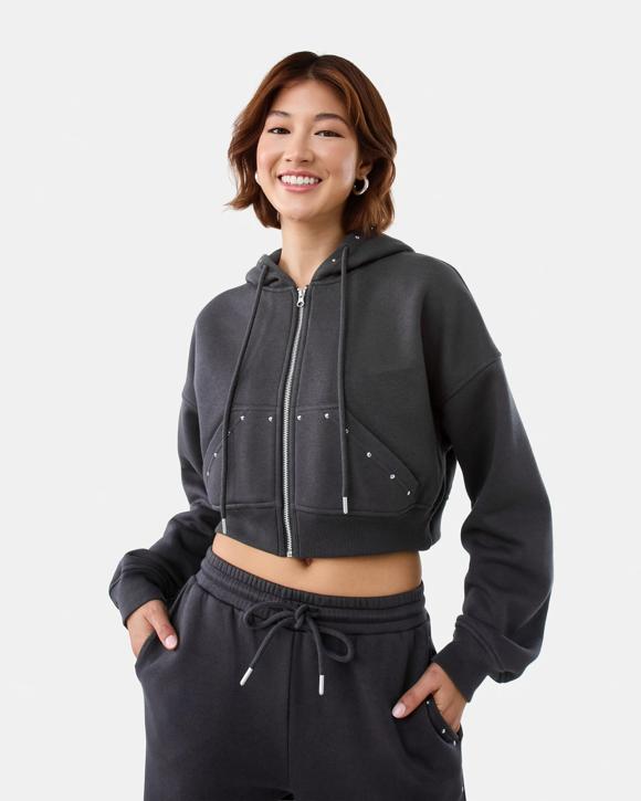 Studded Zip Through Hoodie
