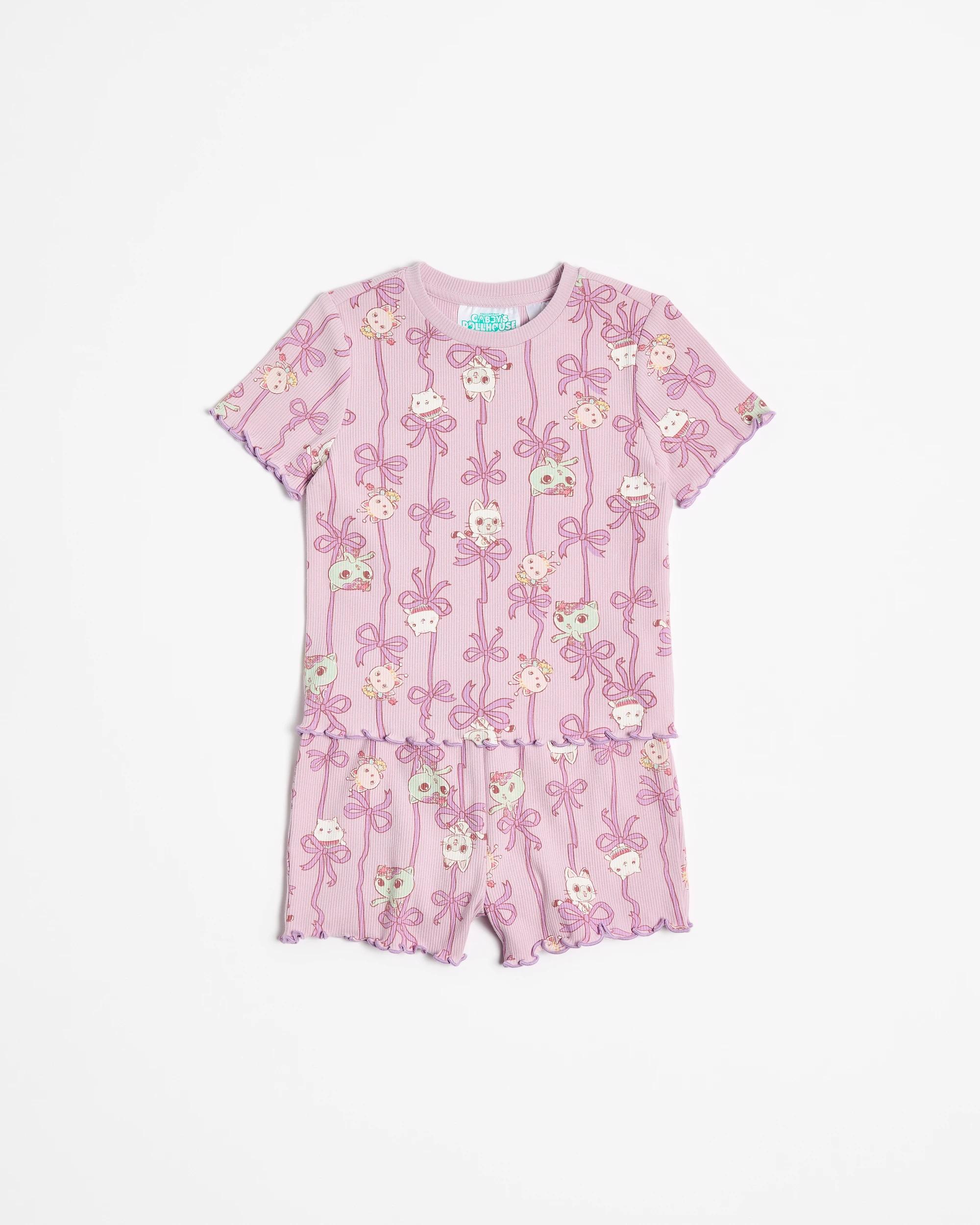 6 Gabby's Dollhouse Younger Girls Rib Short Pyjama Set PURPLE, 6 of 8