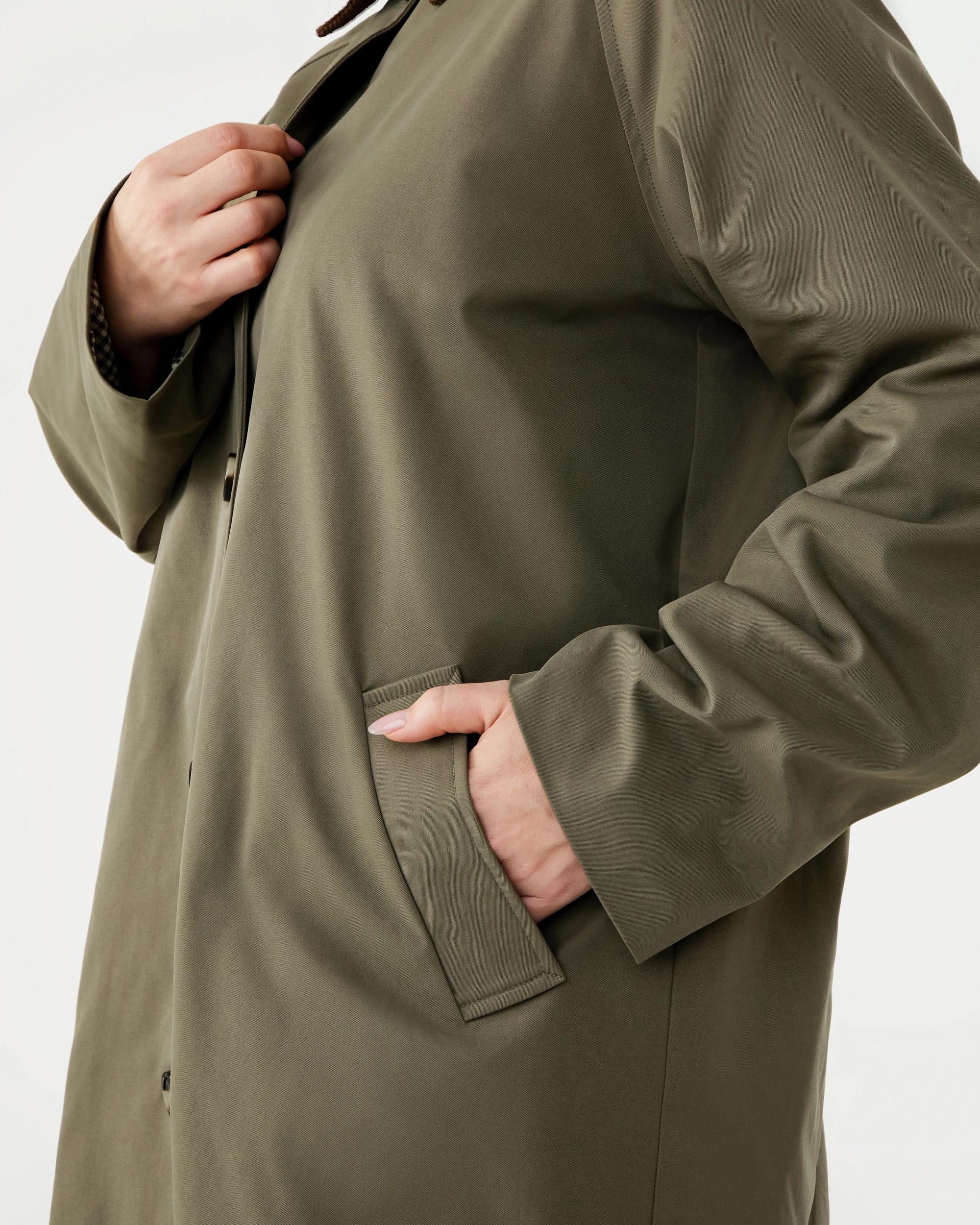 6 Contrast Check Trench Coat Deep Olive, 6 of 8