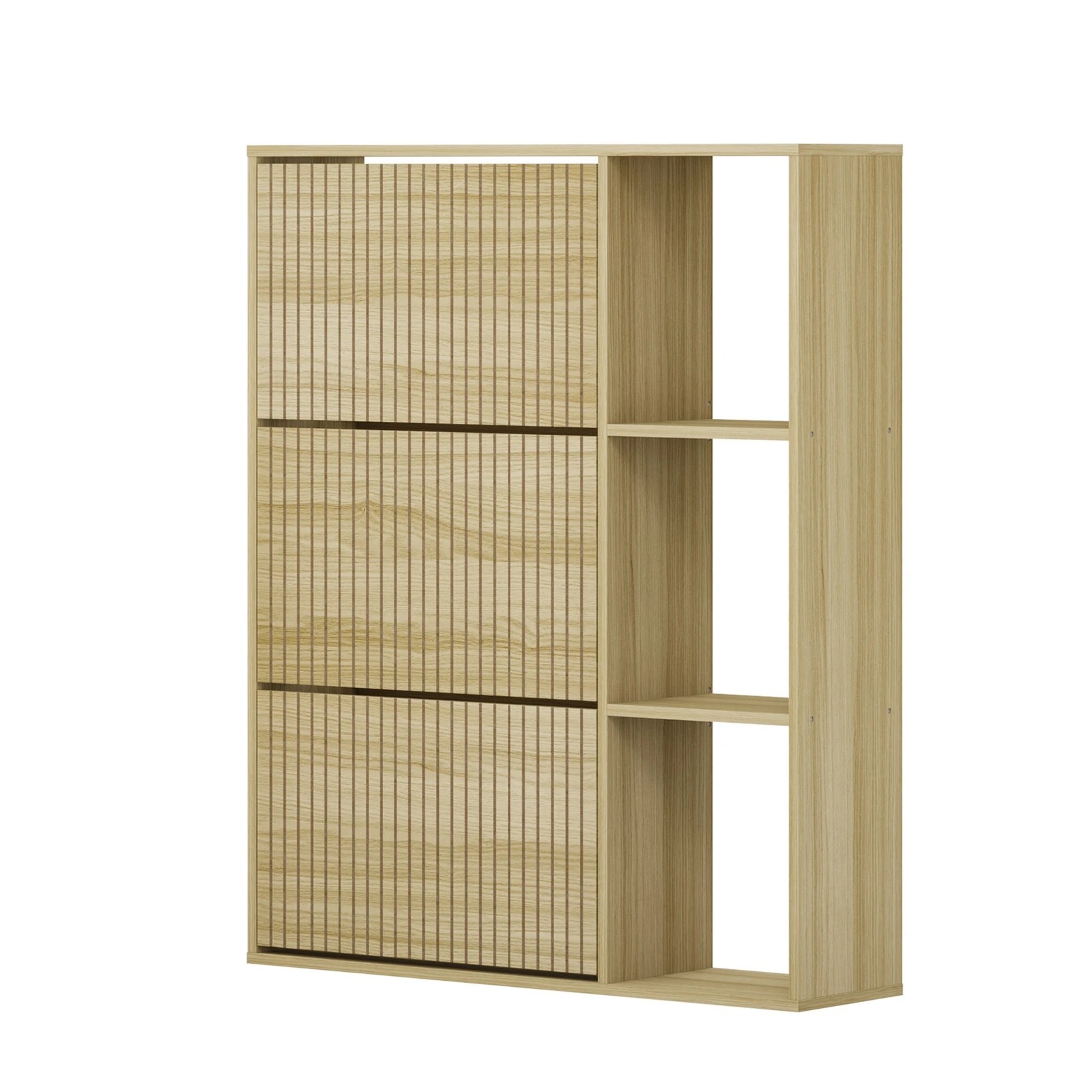 1 Oikiture Shoe Rack Storage Cabinet With Display Shelves Organiser
 - Natural, 1 of 8