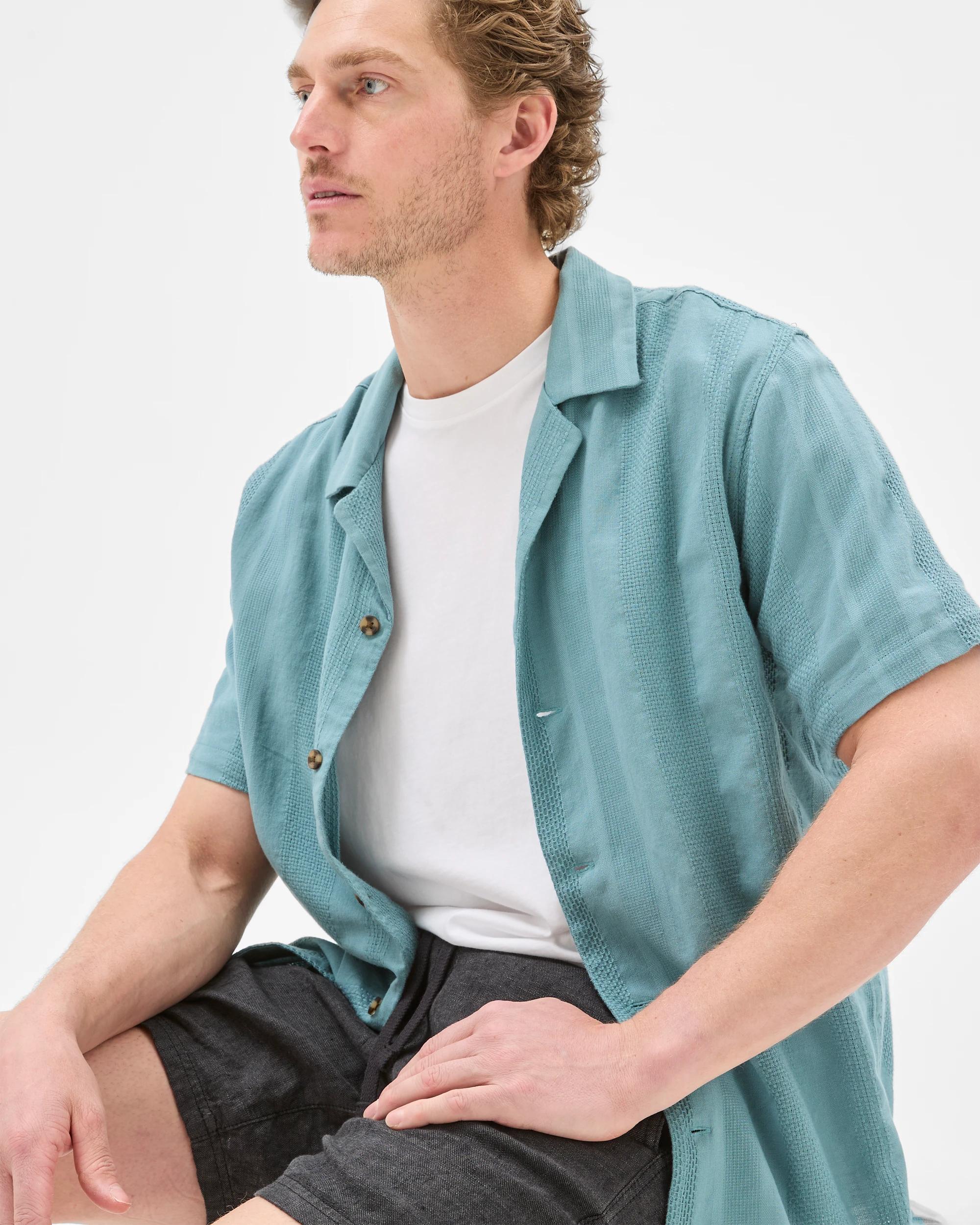 4 Target Australian Cotton Short Sleeve Stripe Shirt GREEN, 4 of 5