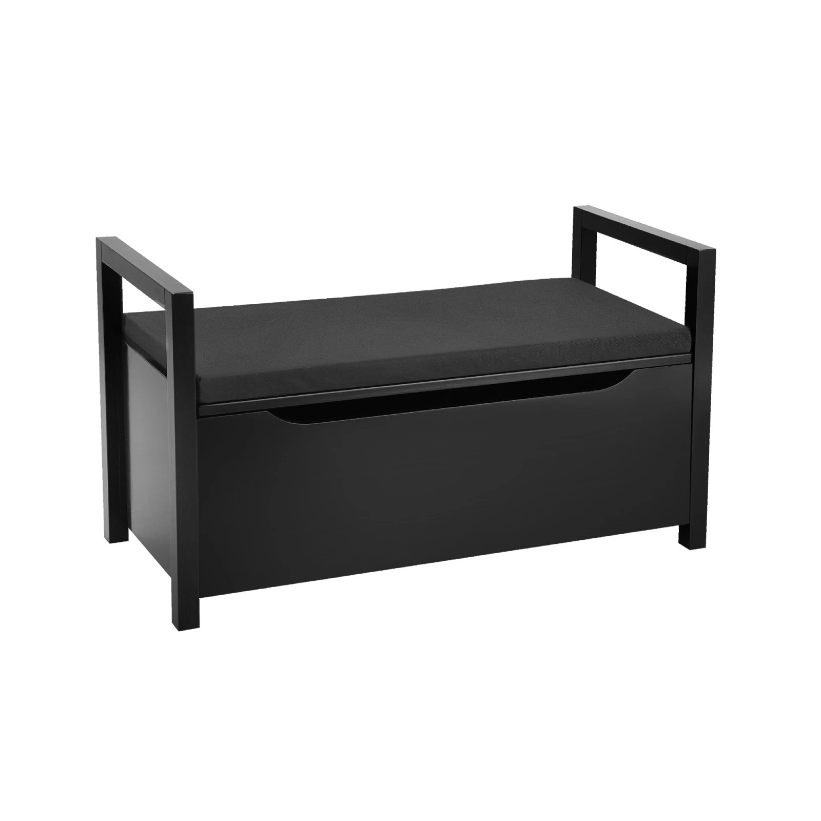 1 Costway Shoe Bench Storage Organizer Box w/Padded Flip-Top Seat & Cushion - Black, 1 of 1