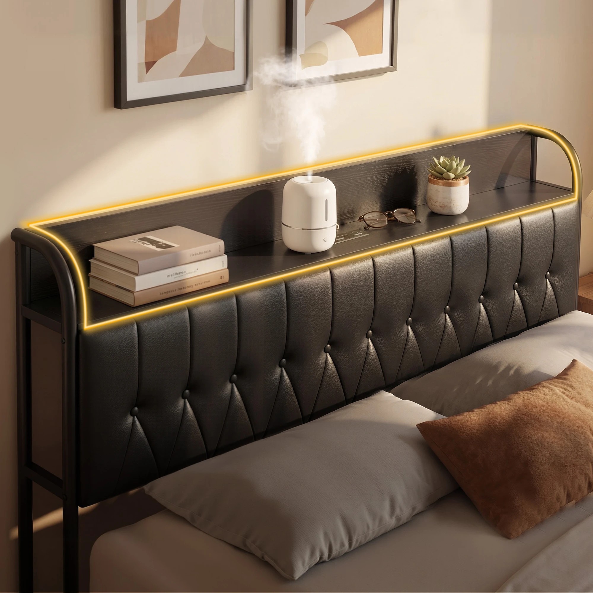 5 Artiss King Bed Frame with Storage Headboard SAA Certified Charging Station - Black, 5 of 10