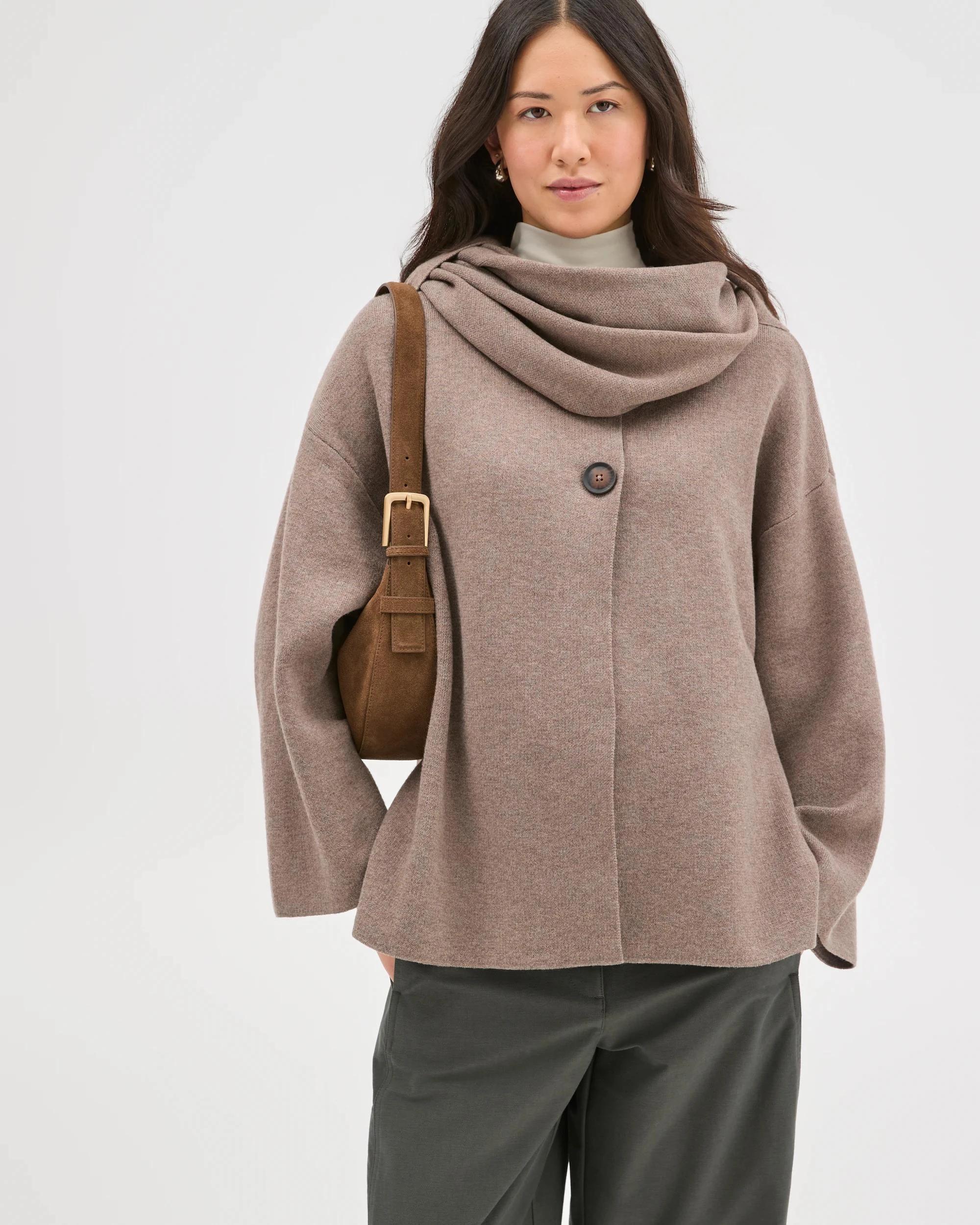 3 Target Woman Wrap Scarf Knitted Coat DARK TAUPE MARLE, 3 of 8
