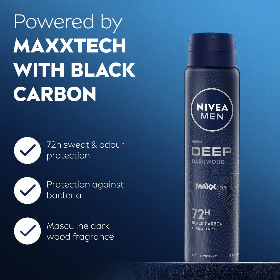 3 Nivea Men Deep Darkwood Anti-Perspirant Aerosol Deodorant 250ml, 3 of 8