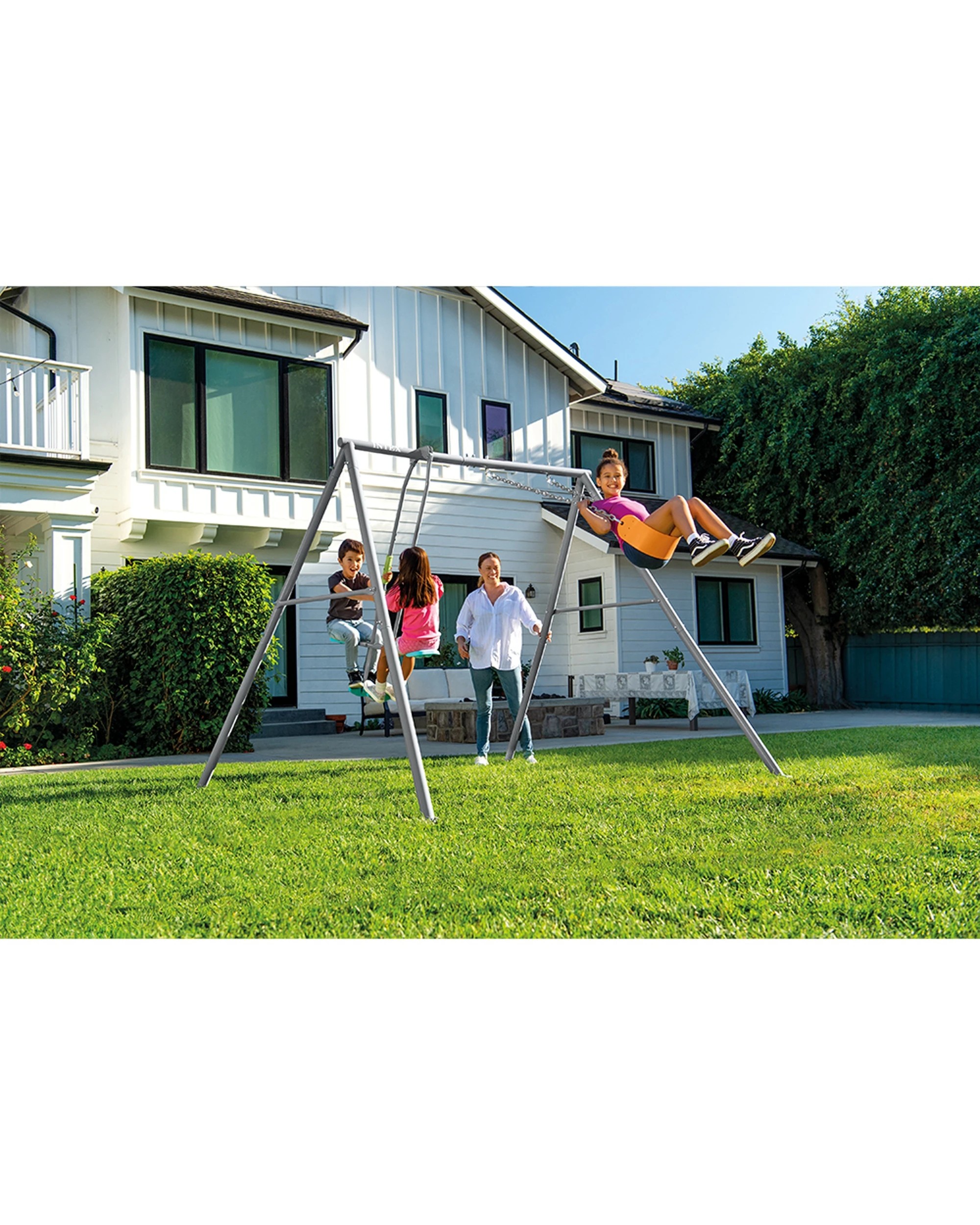 4 Intex Swing And Glide Two Feature Steel Backyard Swing Set, 4 of 6