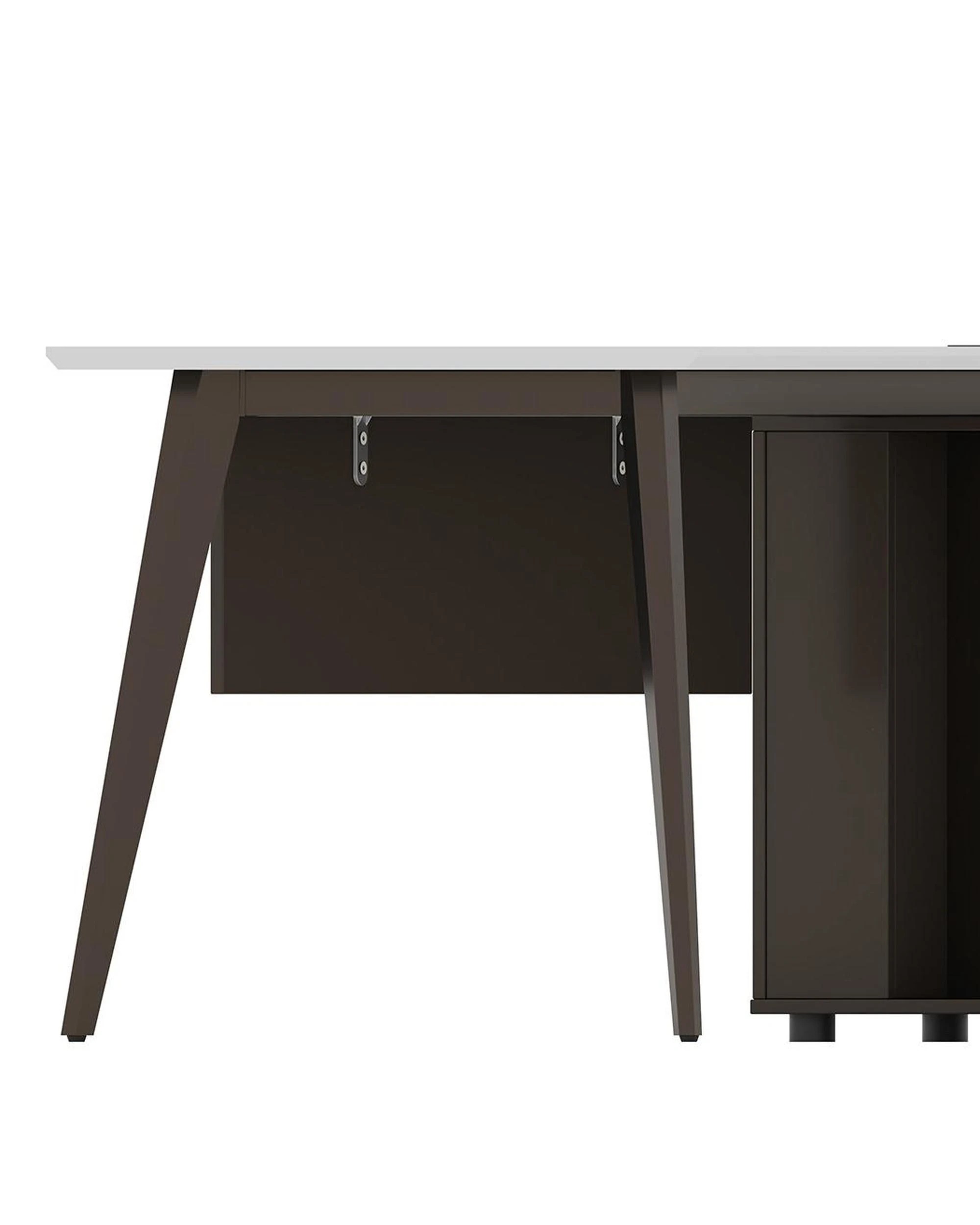 6 Esma 2m L-shaped Executive Desk White and Grey, 6 of 9