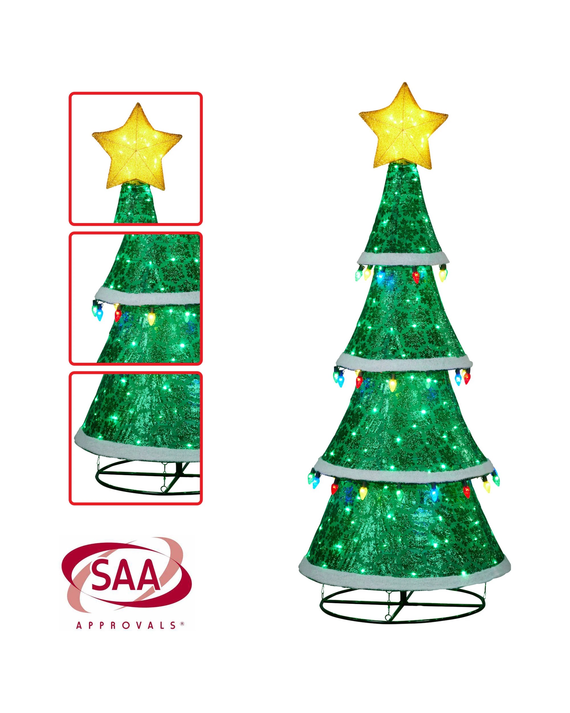 5 Christabelle Large 2m Indoor Outdoor Tiered Christmas Tree With Lights, 5 of 6