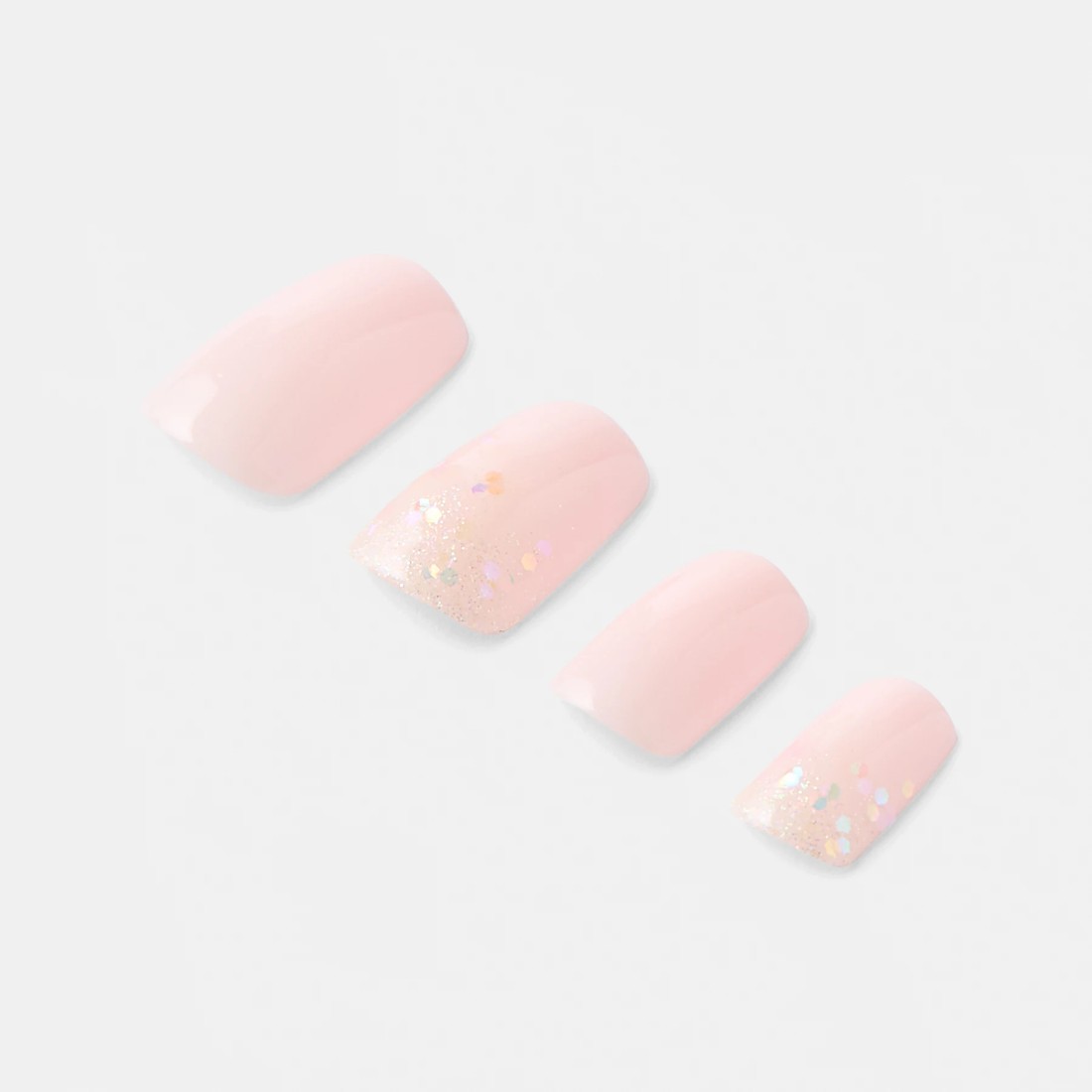 5 OXX Cosmetics 24 Pack Artificial Nails with Adhesive - Medium Square Shape, Soft Pink Glitter, 5 of 5