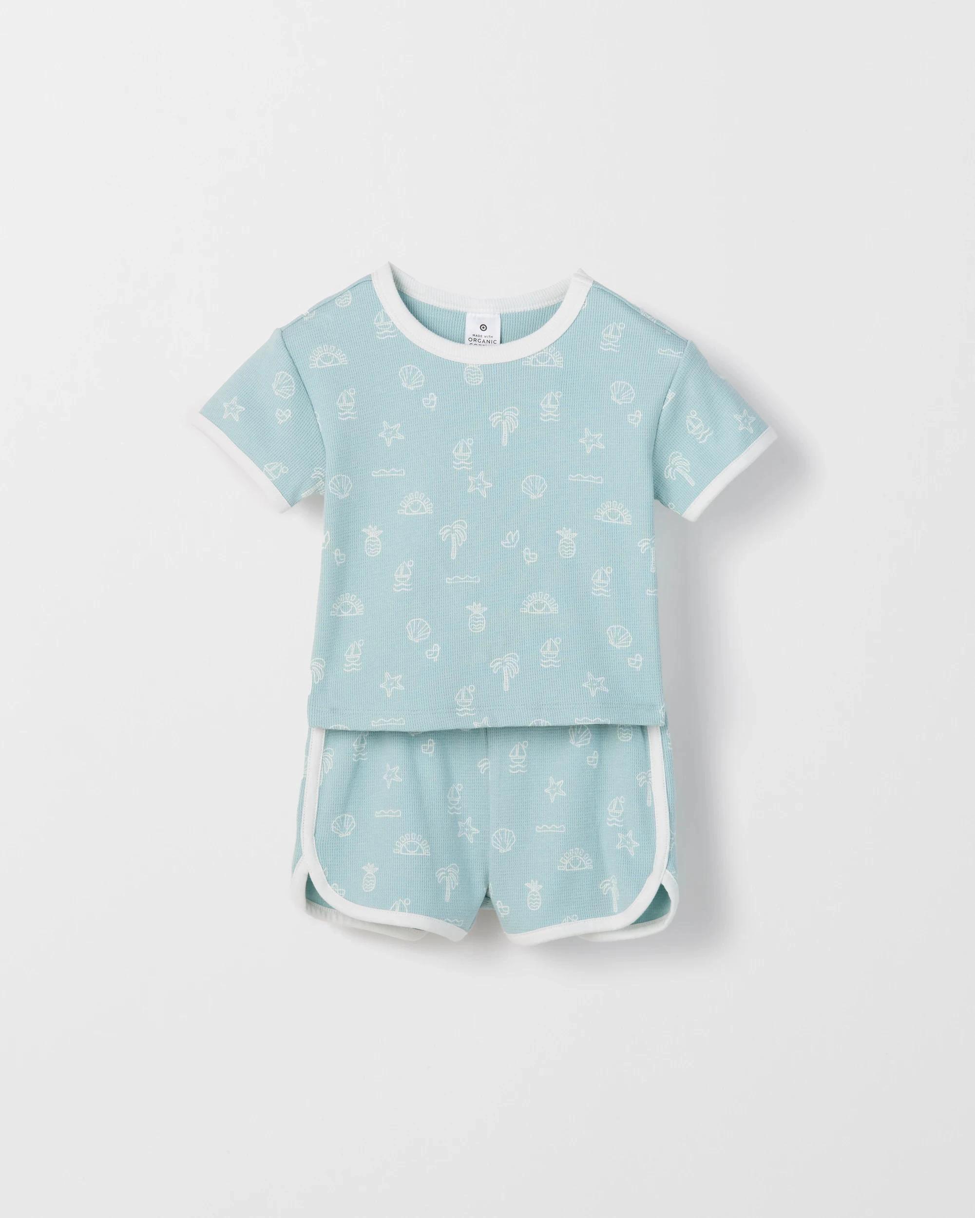 3 Target Organic Cotton Baby Waffle Top and Short 2 Piece Set BLUE, 3 of 5