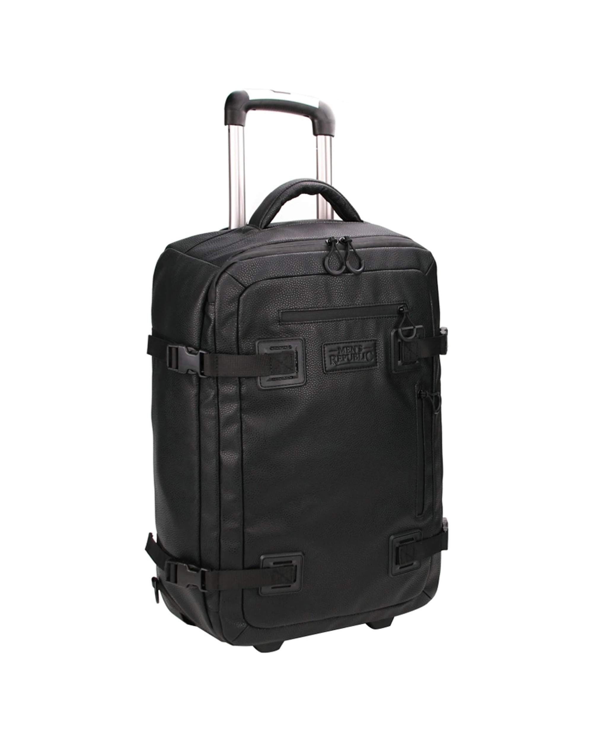 2 Men's Republic Carryon Travel Bag Soft Pebble Cow Hide Faux Leather 55cm - Grey, 2 of 7