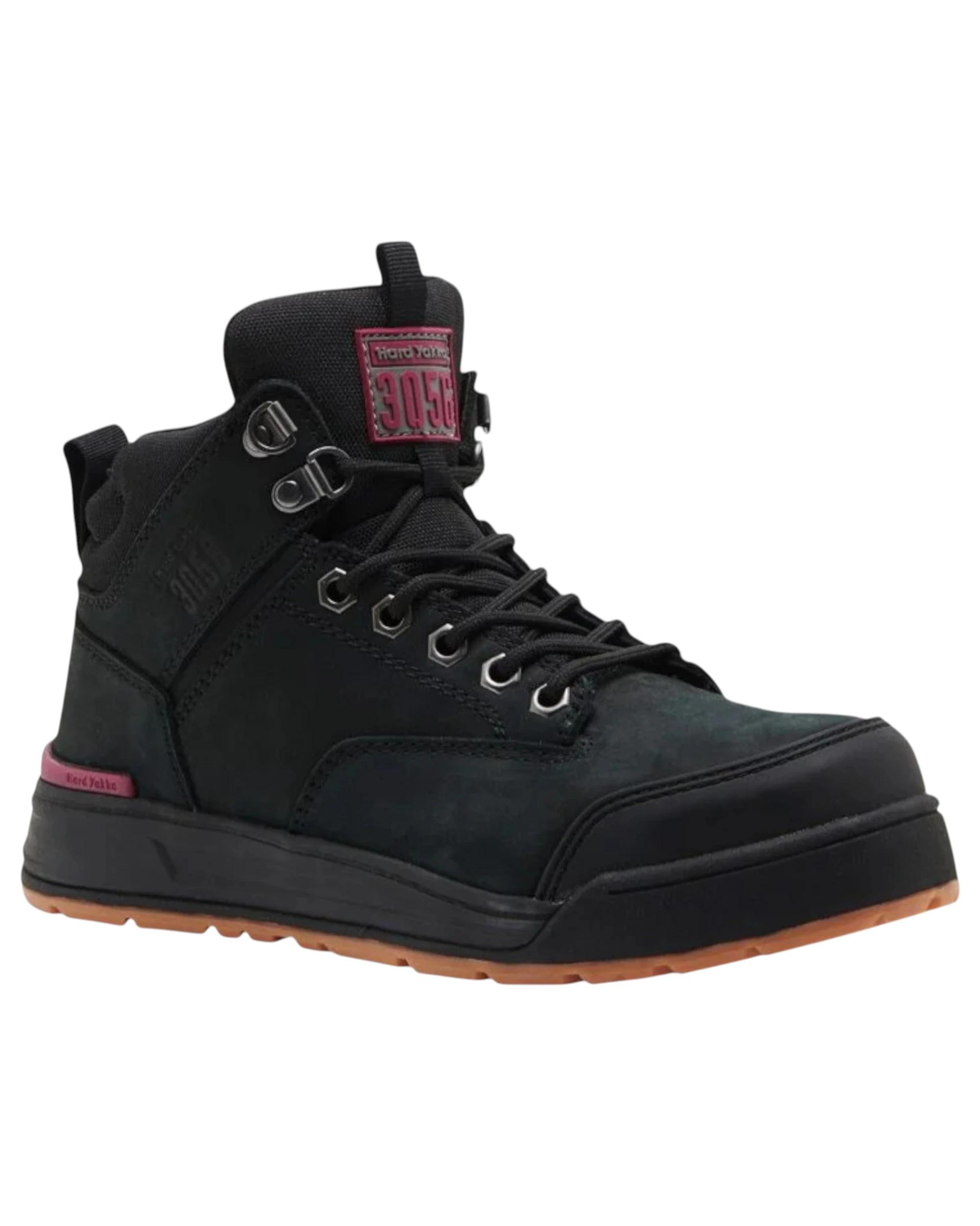 1 Hard Yakka 3056 Womens Safety Boots Lace Steel Cap Caps Black Boot Shoes BLACK, 1 of 3