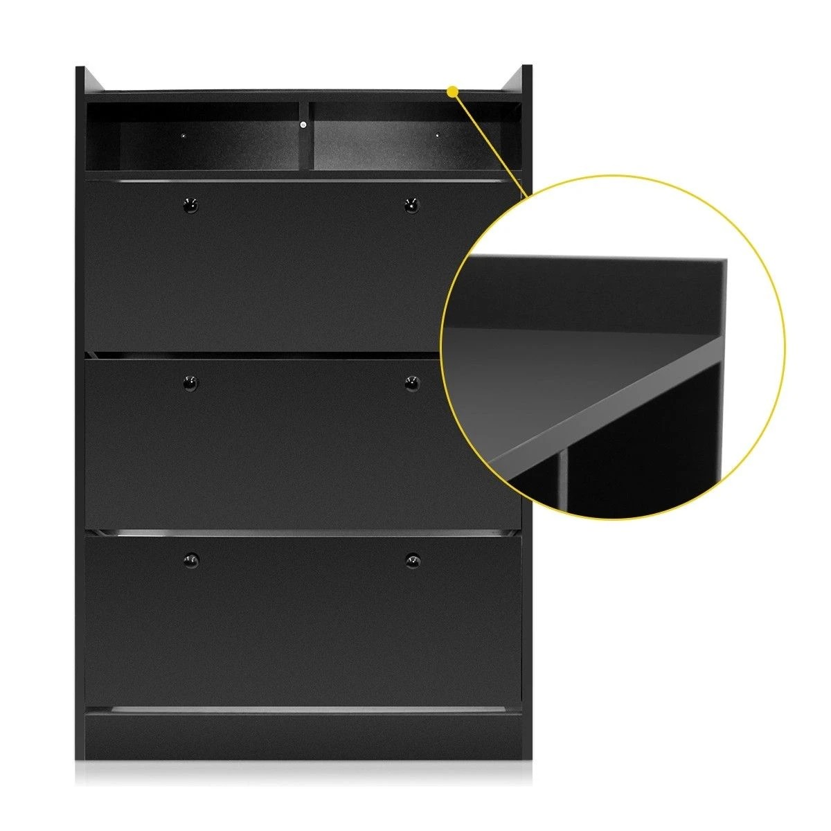 5 Ausway 45 Pairs Wood Shoe Cabinet Rack Storage Shelves in Black Finish, 5 of 5