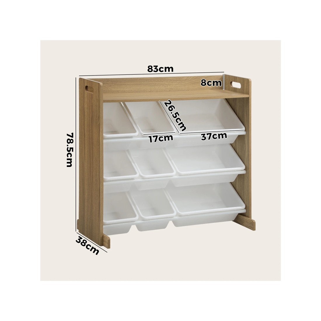 9 Oikiture 9 Bins Kids Toy Box Bookshelf Display Shelf Storage Rack - Multi, 9 of 10