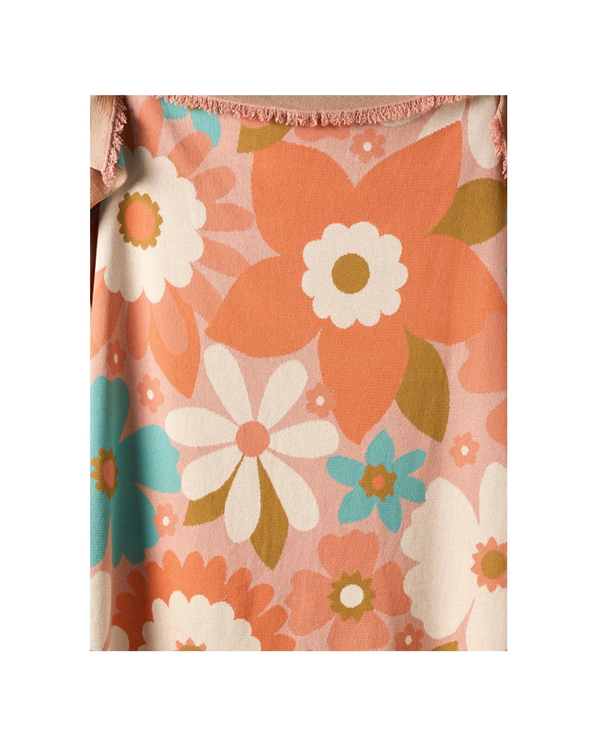 1 Linen House Kids Flower Garden Soft Knitted Cotton Comfort Throw Blanket 120x140cm - Multi, 1 of 2