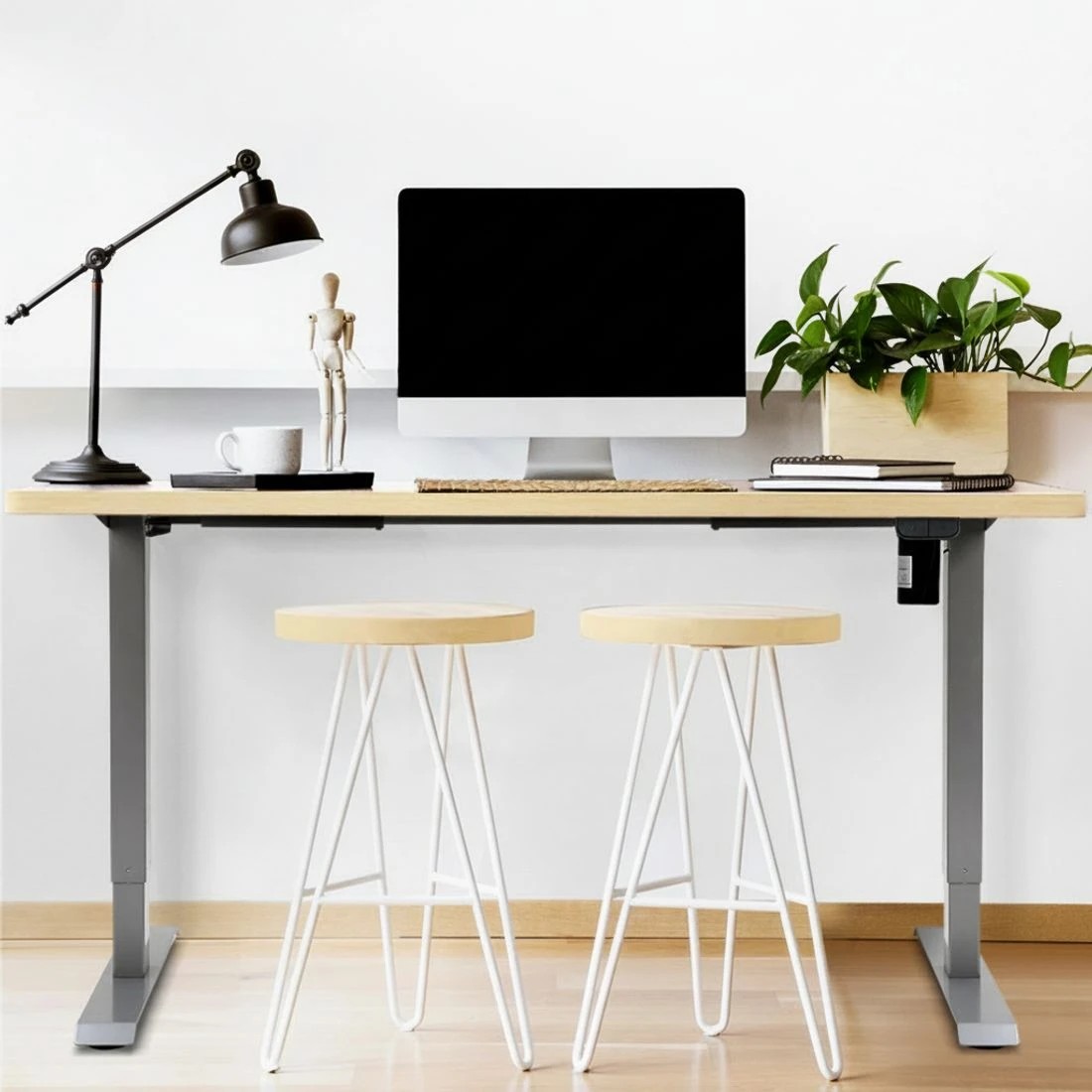 5 Artiss Standing Desk Motorised 120CM  Oak - Brown, 5 of 5