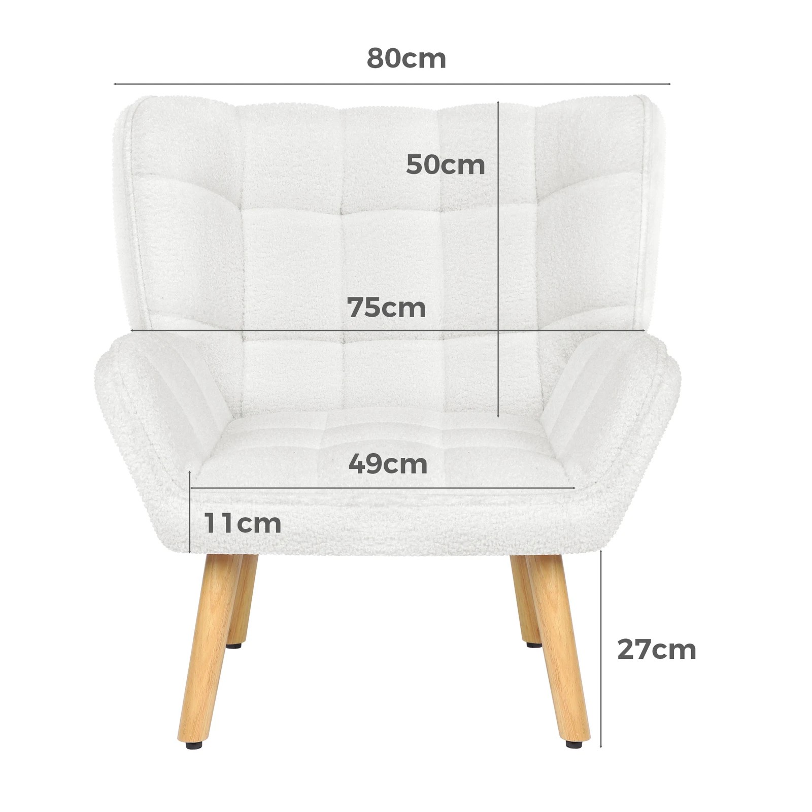6 Alfordson Armchair Accent Chair Upholstered Lounge Sofa Tub Couch Boucle - White, 6 of 9