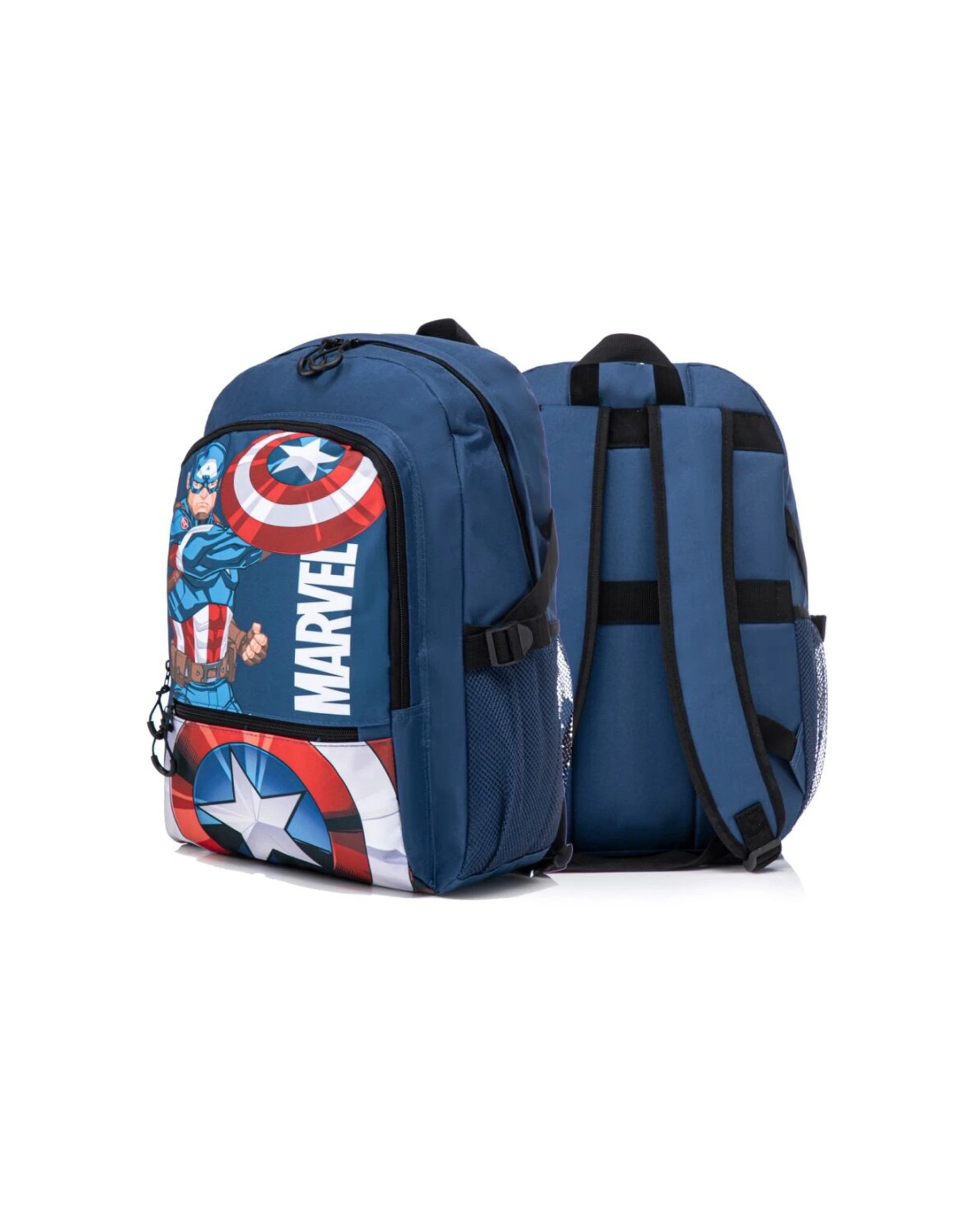 2 Captain America Backpack Kids School Marvel Mesh Pockets Adjustable 44cm - Blue, 2 of 4