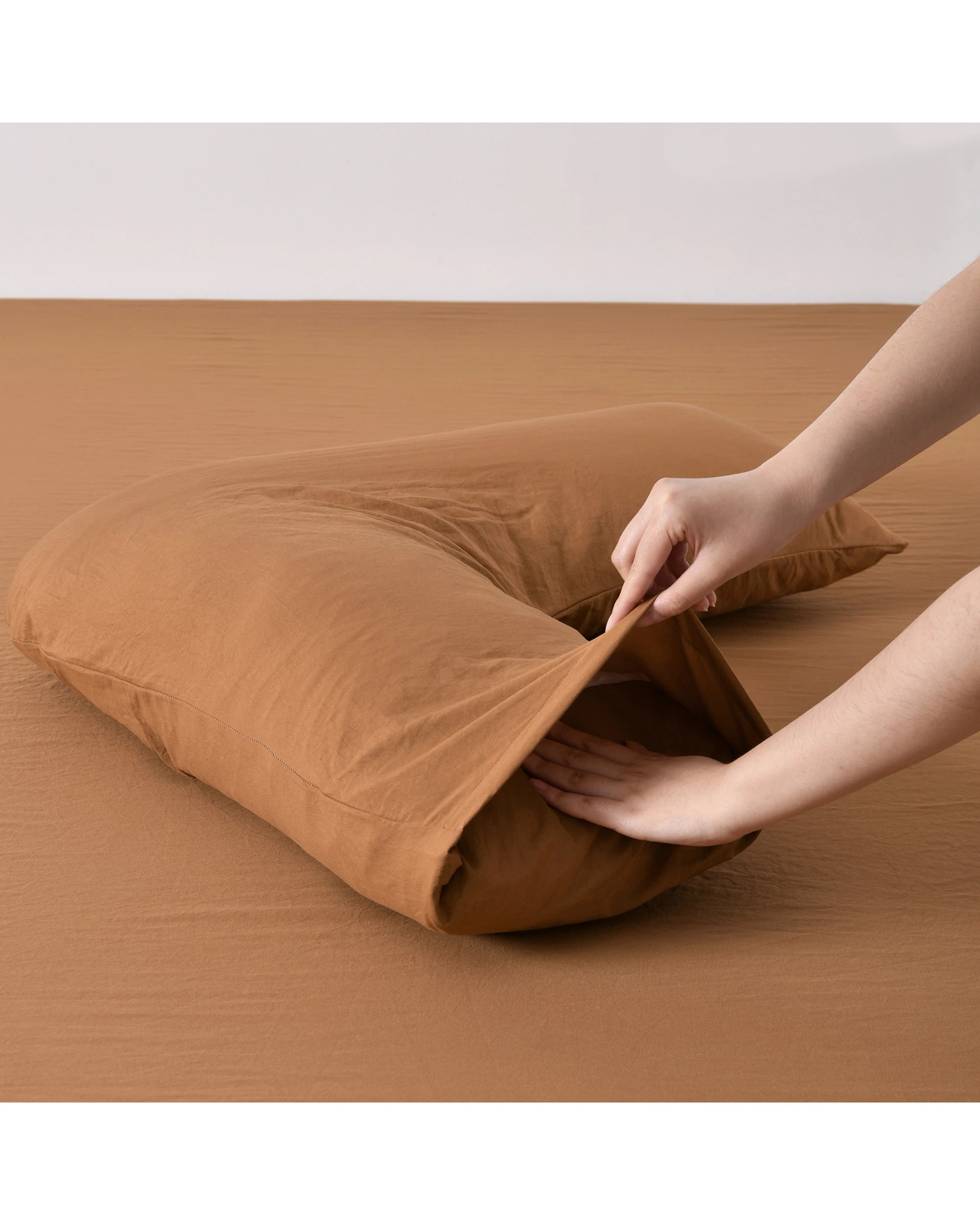 3 Dreamaker Superfine Washed Microfibre V-Shape Pillowcase Twin Pack - Rust, 3 of 5