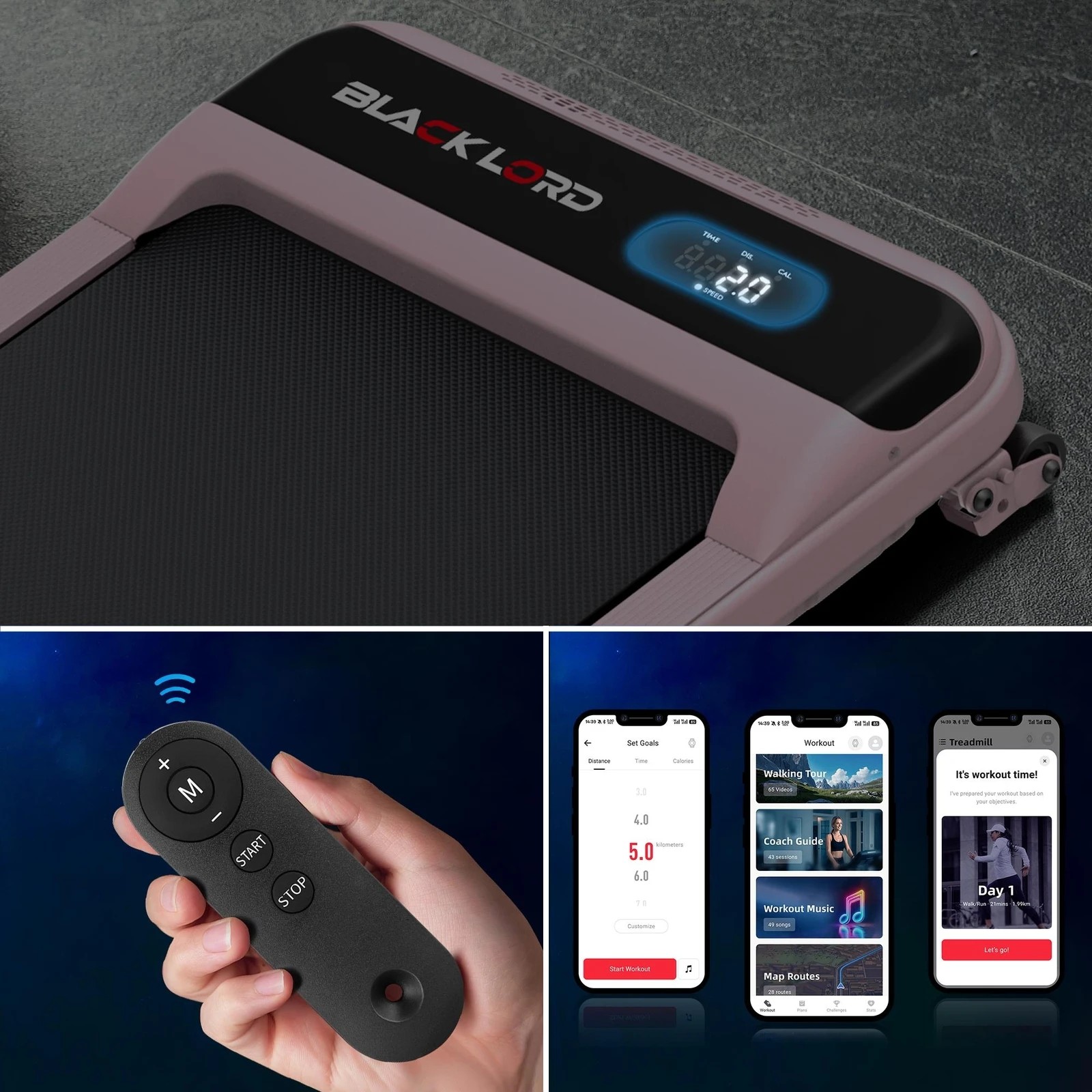 7 Black Lord Treadmill Electric Walking Pad Home Office Gym Fitness Incline MS2 - Pink, 7 of 10