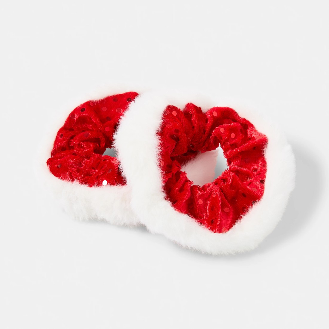 3 2 Pack Christmas Hair Scrunchies - Red and White, 3 of 5
