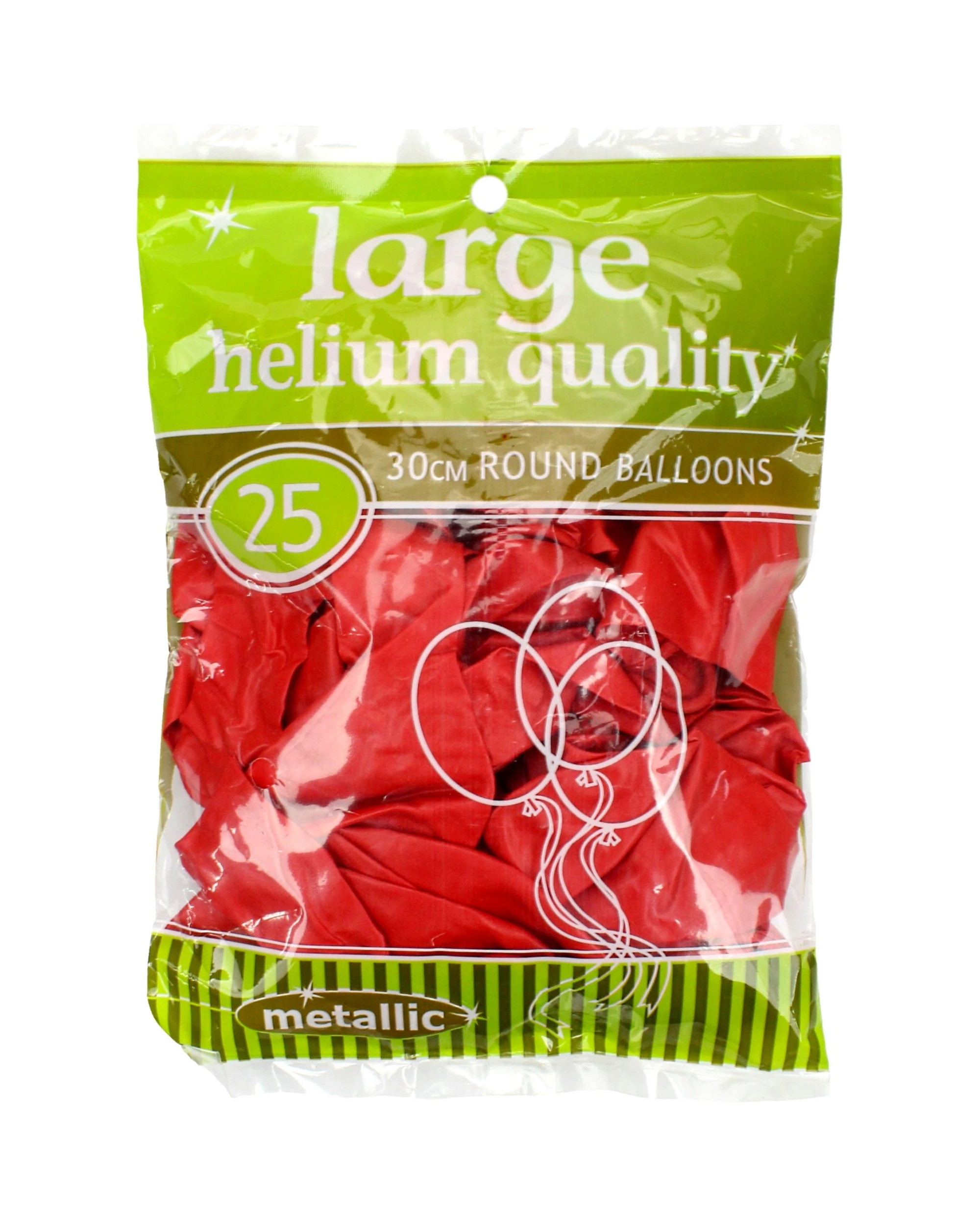 2 Meteor Metallic Cherry Latex Balloons 30cm Round Pack of 25 - Red, 2 of 2