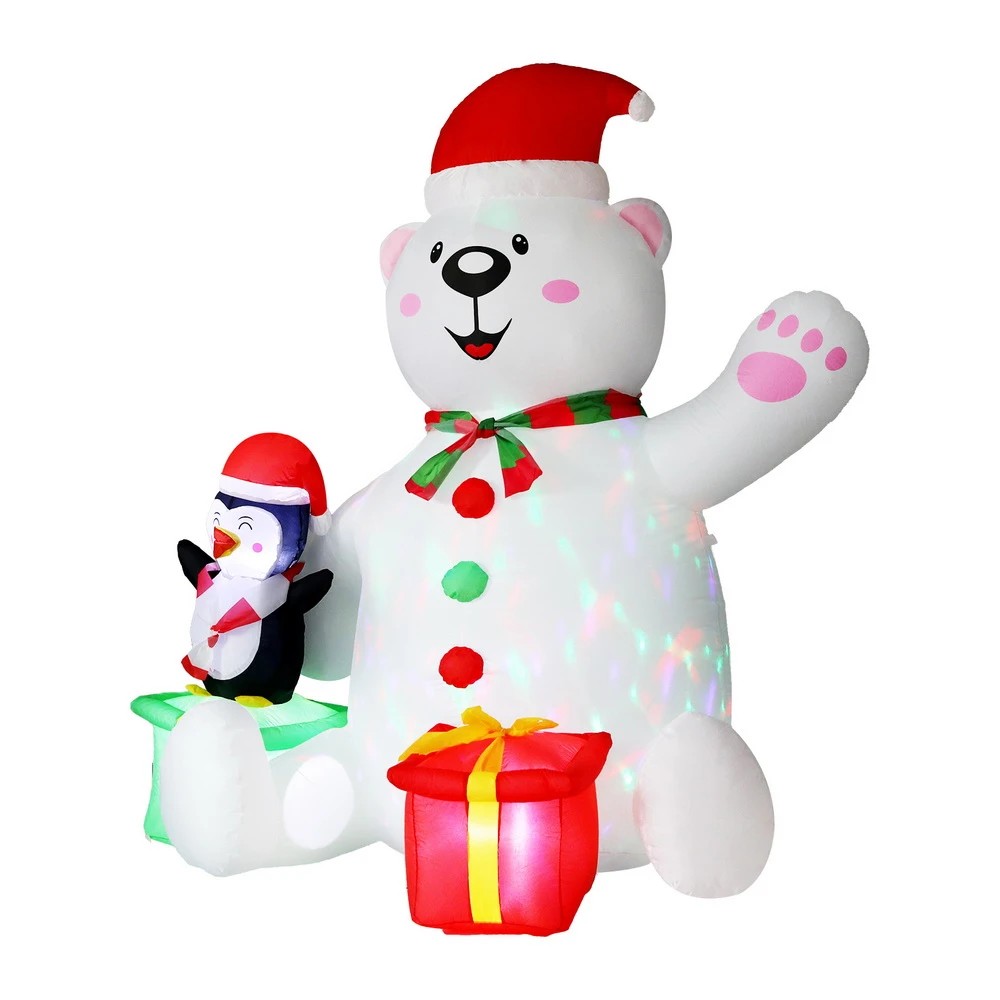 1 Jingle Jollys Christmas Inflatable Bear 1.8M Height LED Outdoor Decorations Illuminated - Multi, 1 of 7