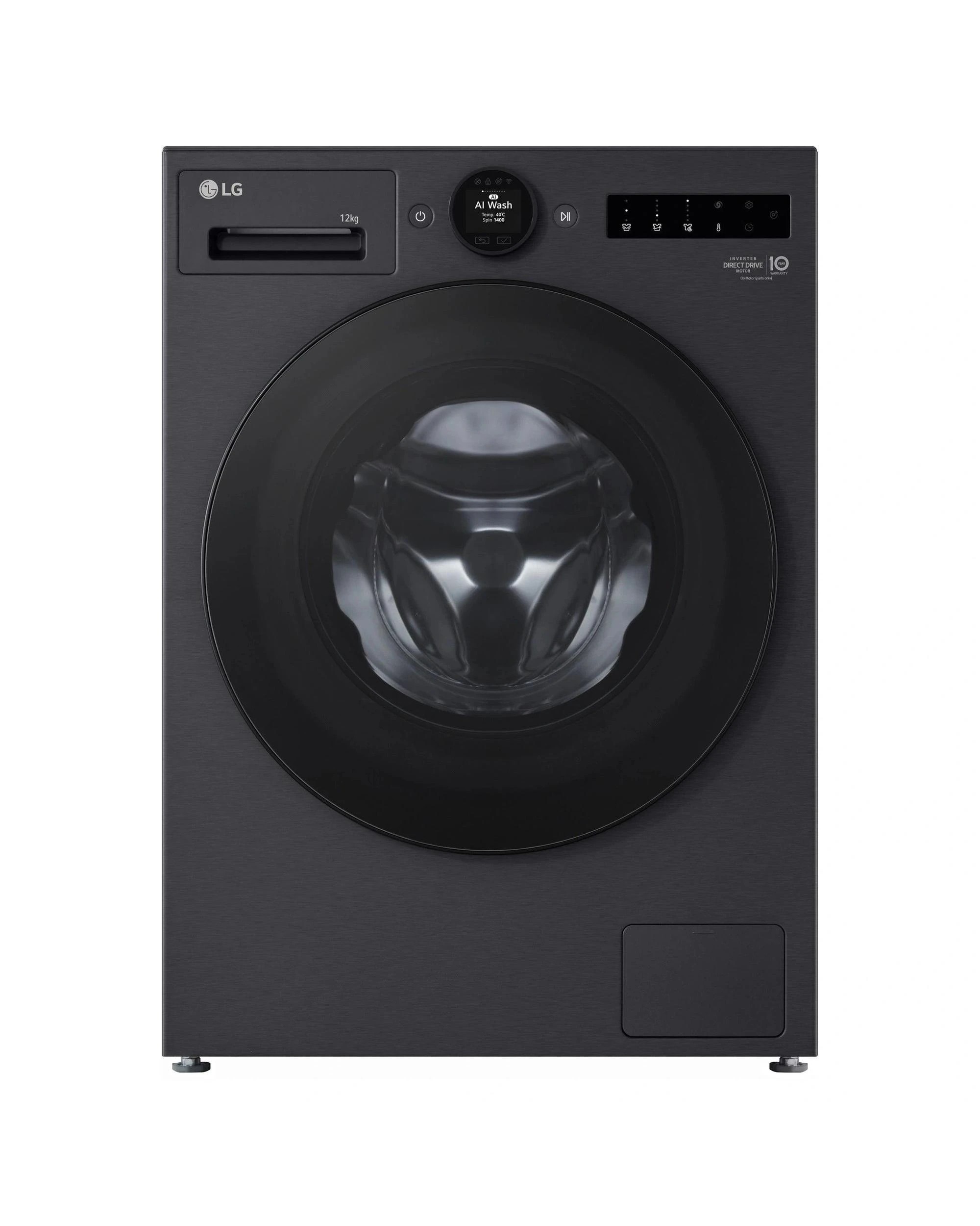 1 LG WX101412MB 12kg Series 10 Matte Black Front Load Washer - Black, 1 of 10