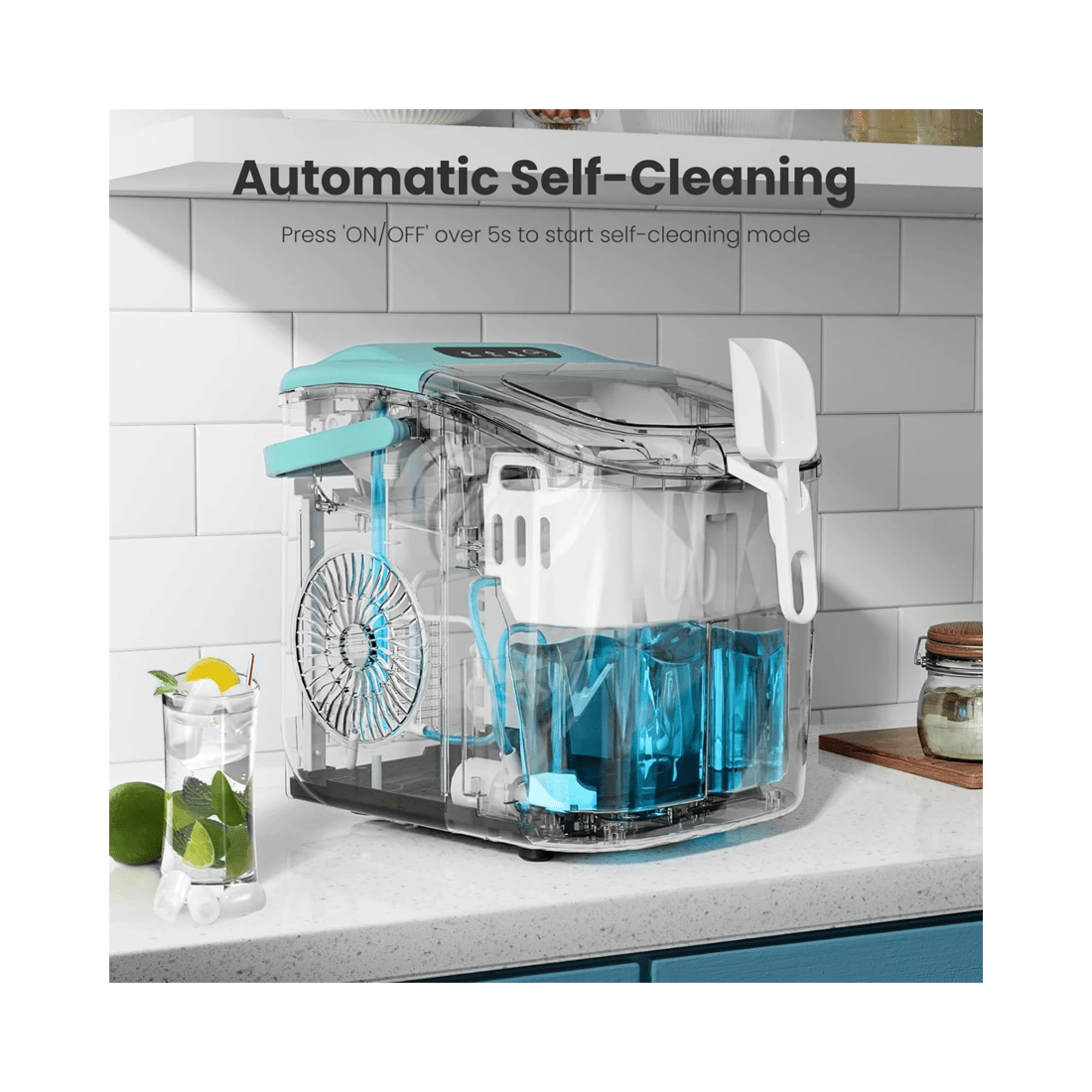 5 Advwin 12kg Ice Maker Portable Ice Cube Machine - Green, 5 of 7