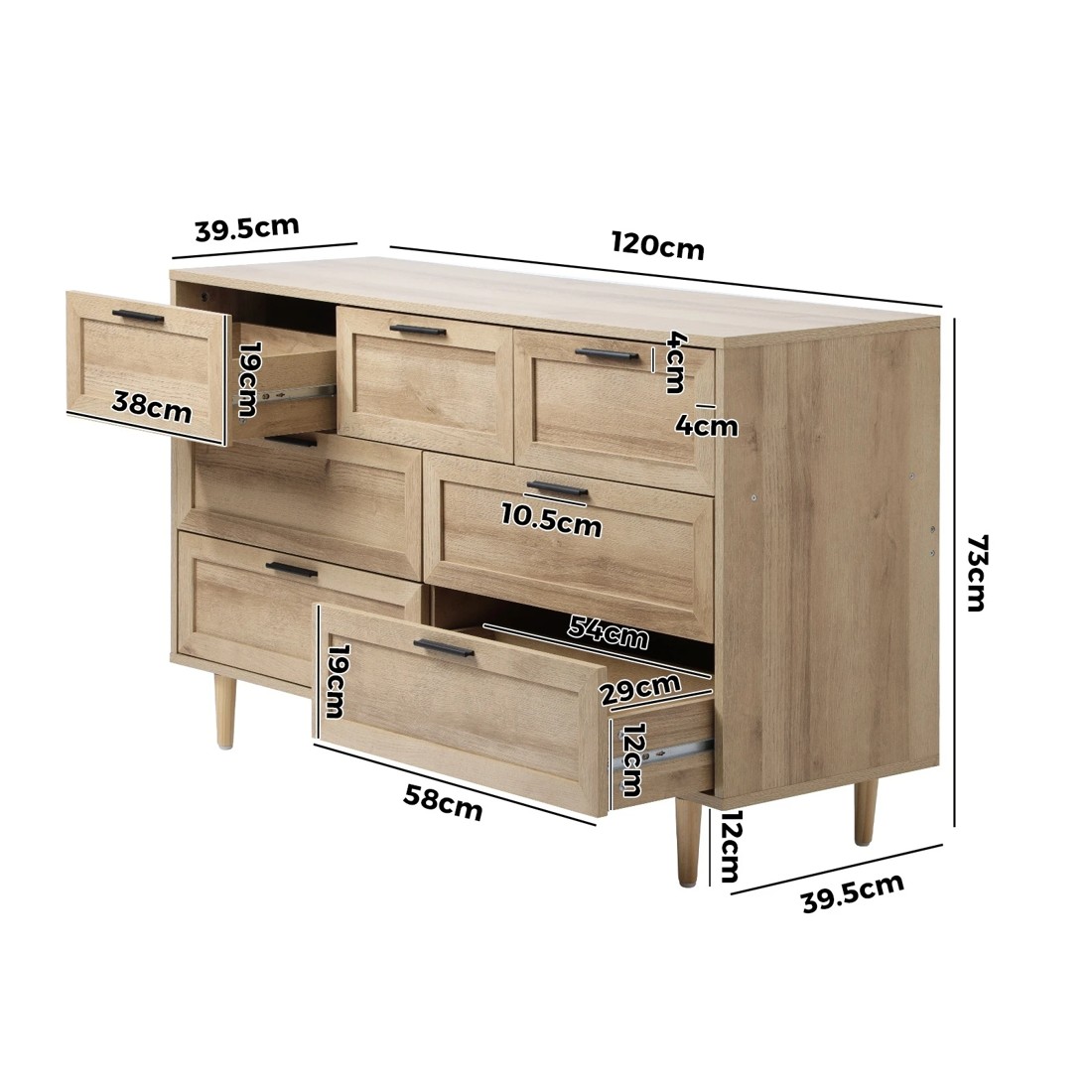 10 Oikiture 7 Chest Of Drawers Dresser Chest Storage Cabinet Lowboy
 - Natural, 10 of 10