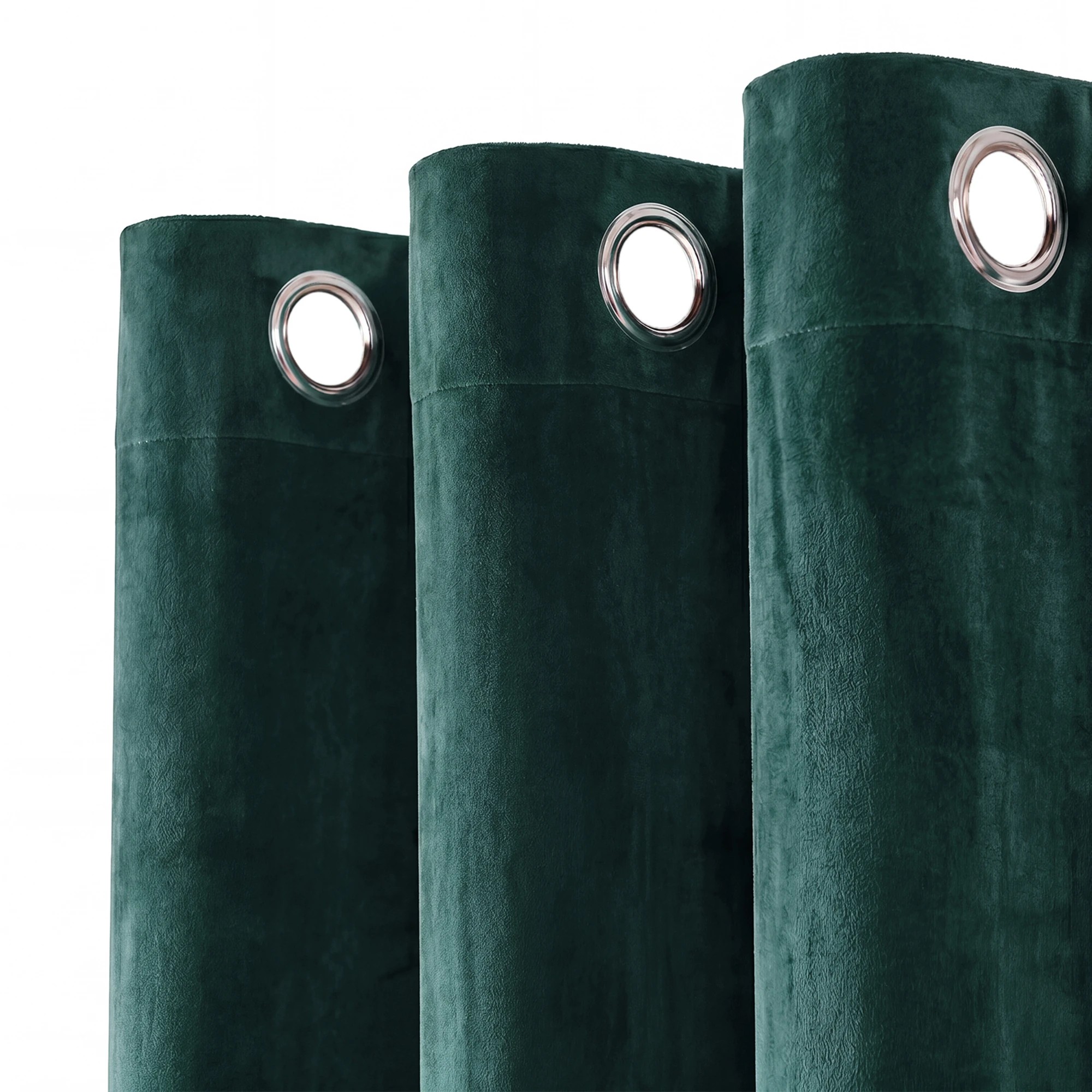 5 Marlow Blackout Curtains 2 Panels Velvet Room Darkening Eyelet Curtains Green, 5 of 8