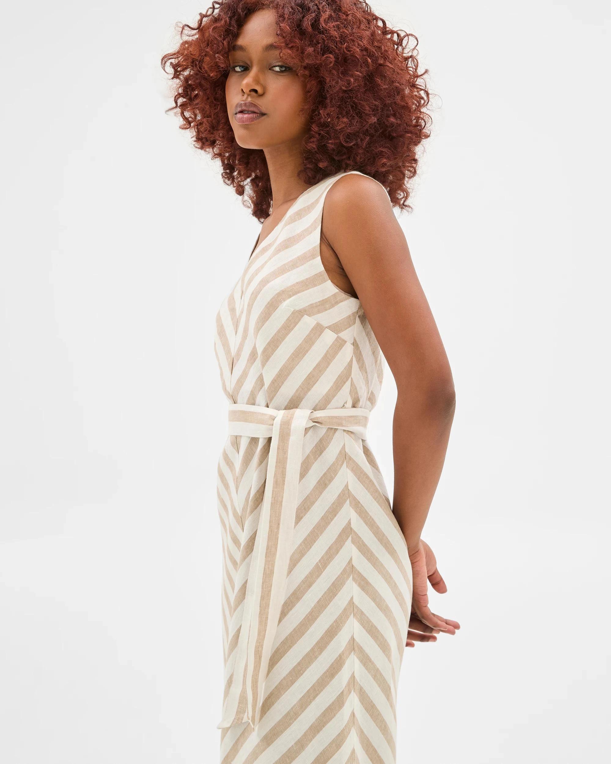 3 Target Petites Petites European Linen V-Neck Midi Dress CHEVRON STRIPE, 3 of 6