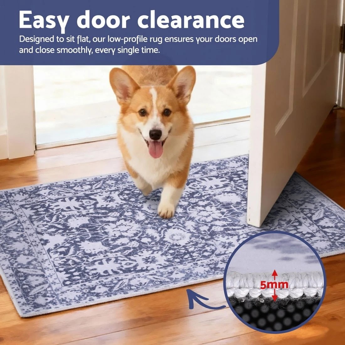 3 Artiss Floor Rug 50X80cm Doormat Soft  Non-Slip Bath Mat Small Rug Modern - Blue, 3 of 7