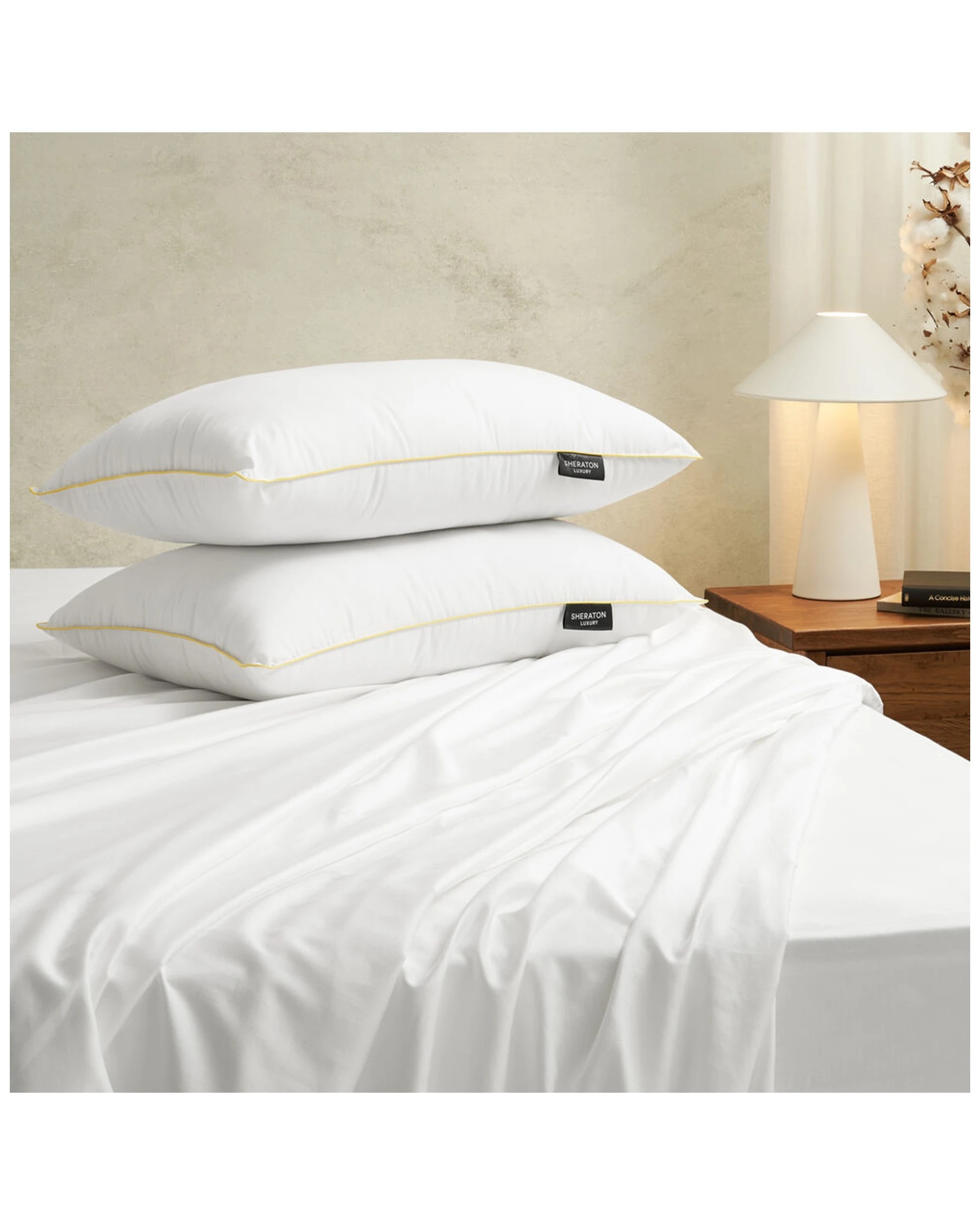 2 Sheraton Luxury 2 Pack Down Alternative Microfibre Pillow 900 Gram Fill 45x70cm
 - White, 2 of 4