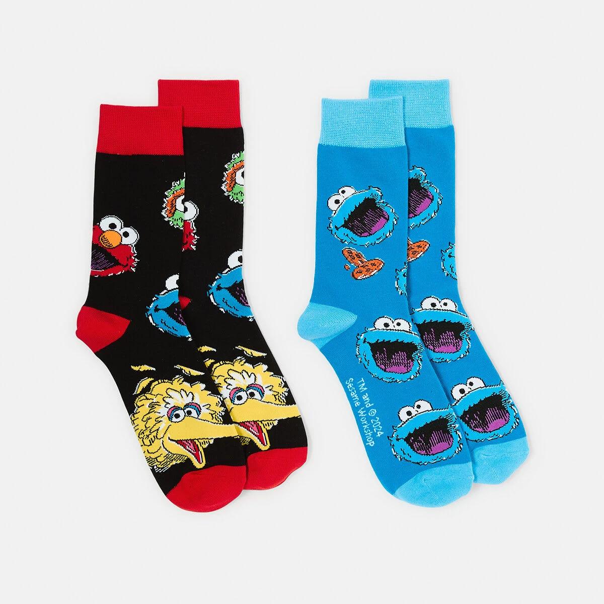 1 2 Pack Sesame Street License Socks Sesamestrt, 1 of 3